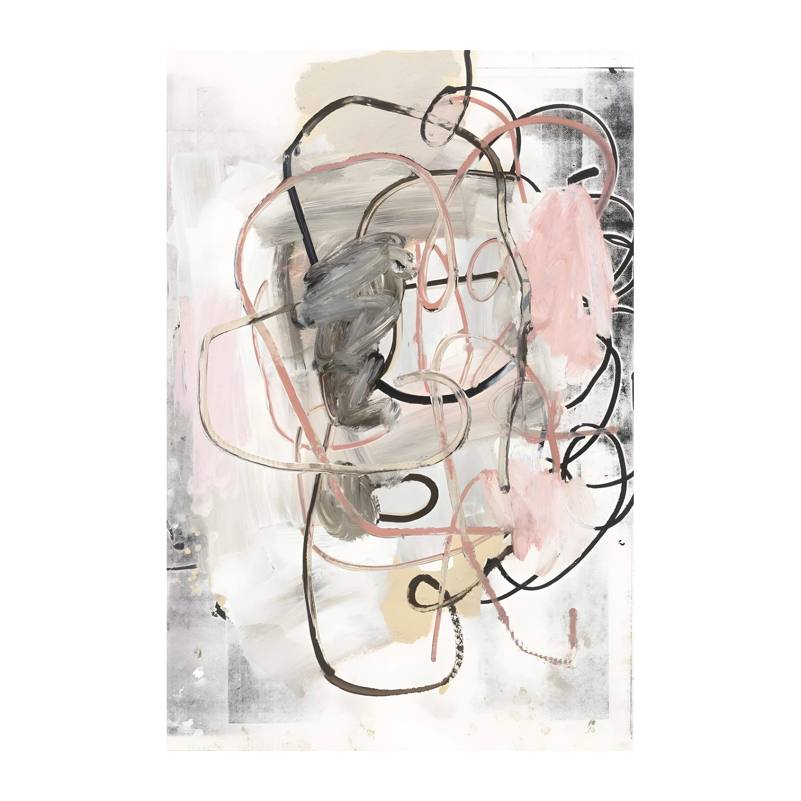 Abstract Swirls Blush & Grey Wall Art