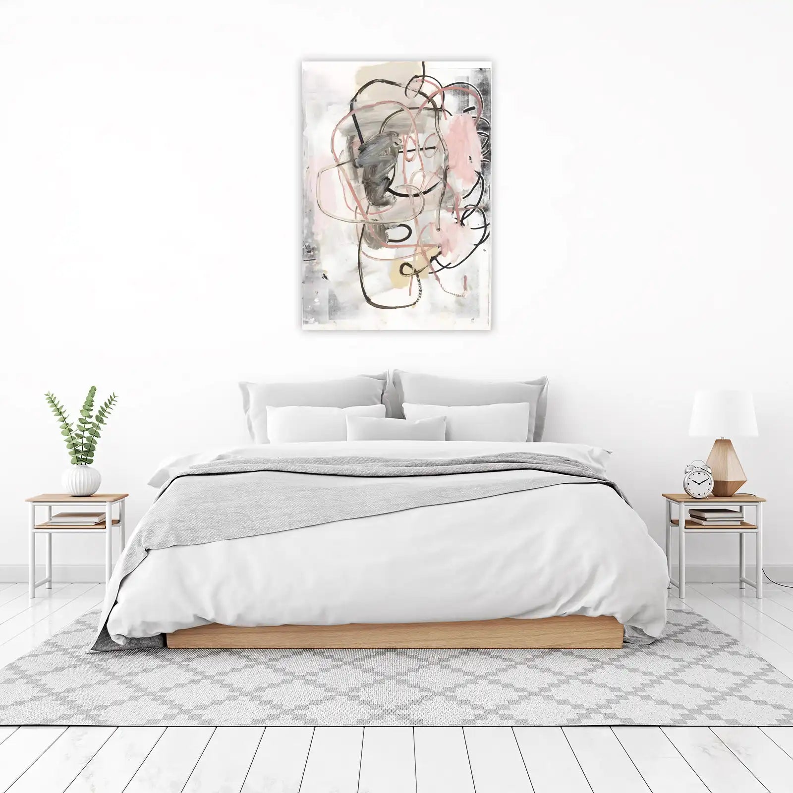 Abstract Swirls Blush & Grey Wall Art