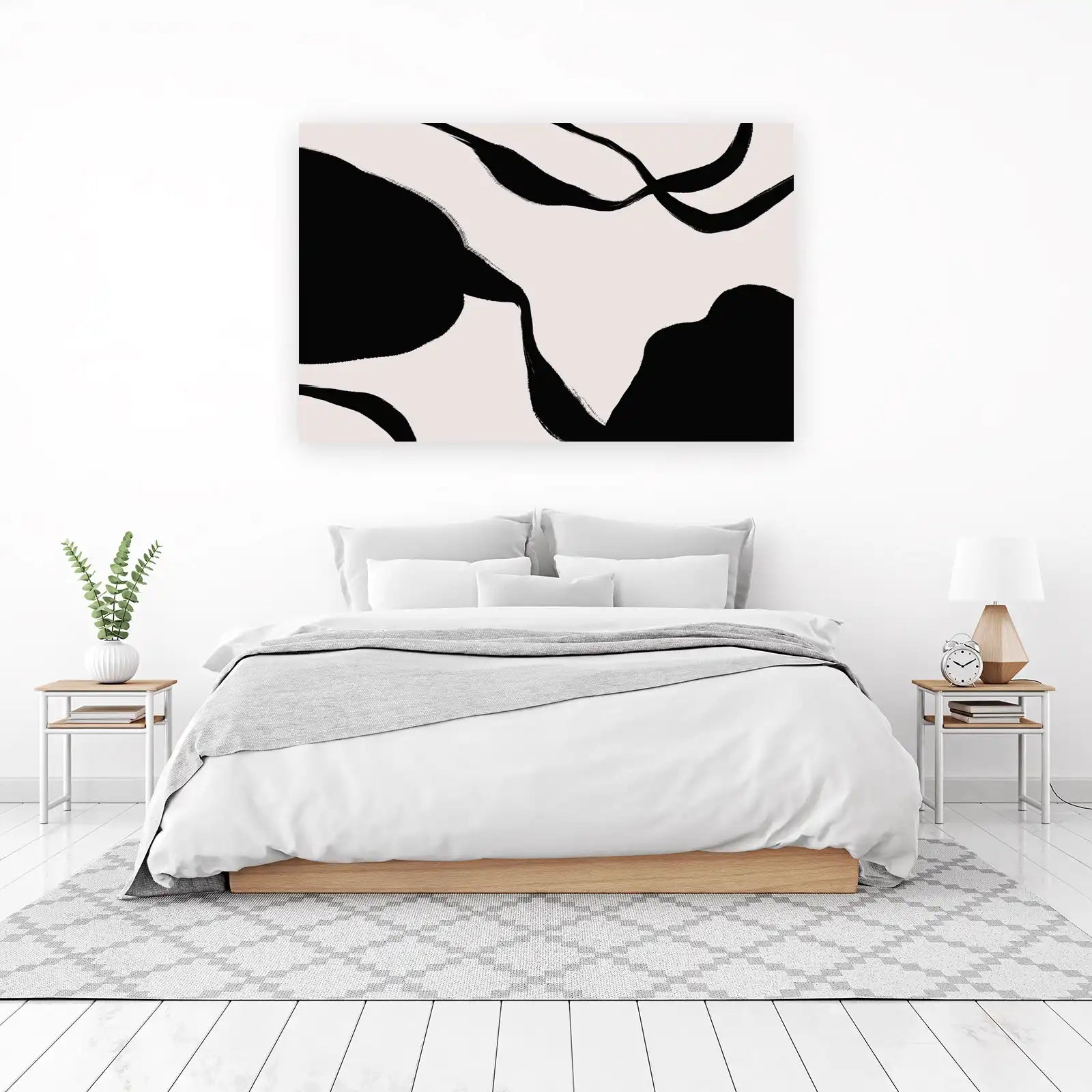 Abstract Black & White Organic Flow Wall Art