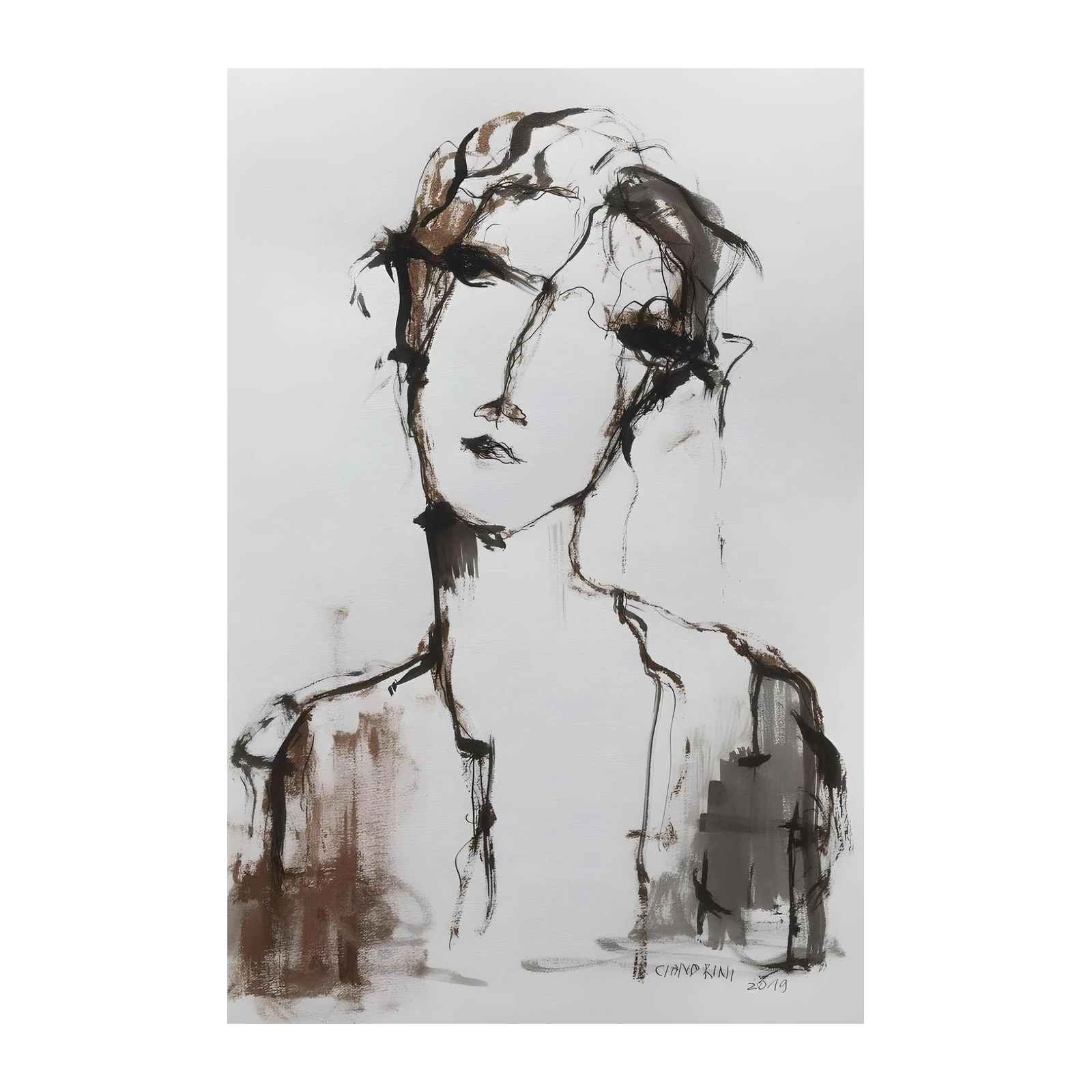 Expressive Portrait Sketch Wall Art