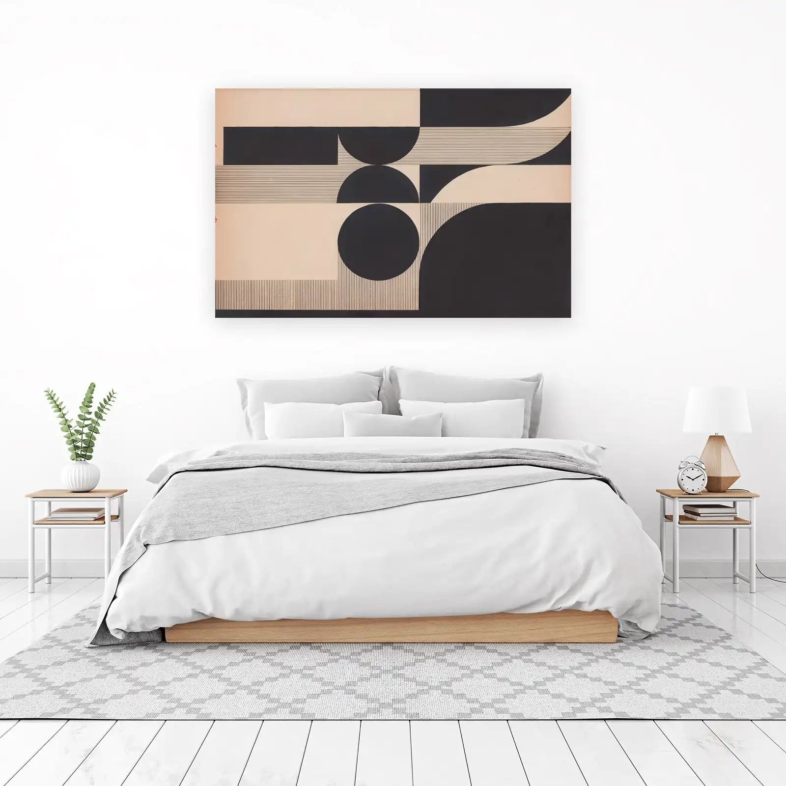 Minimalist Geometric Arc Black & Cream Wall Art