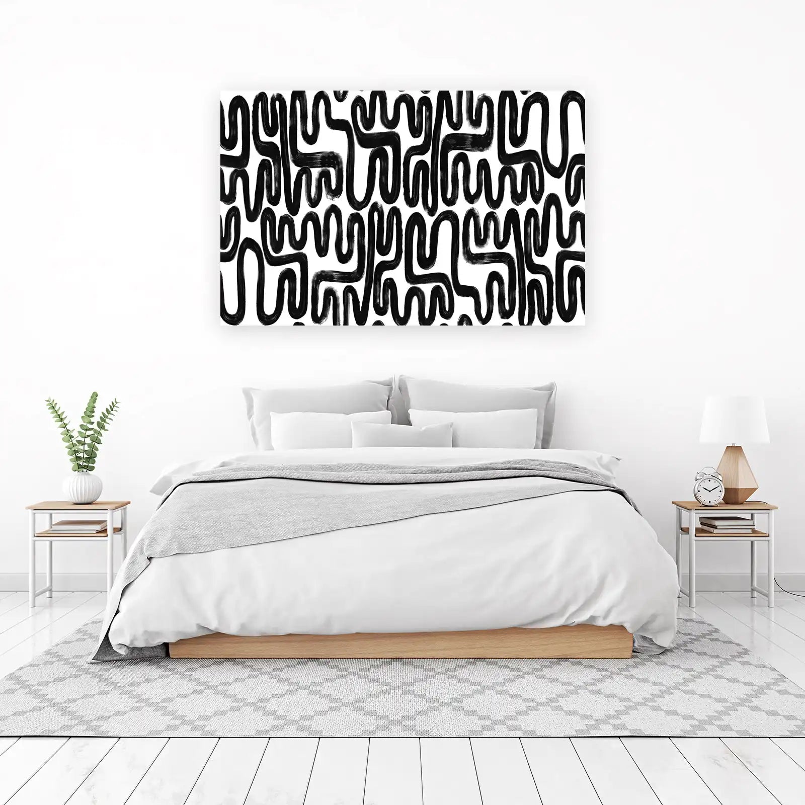 Bold Black Abstract Waves Wall Art