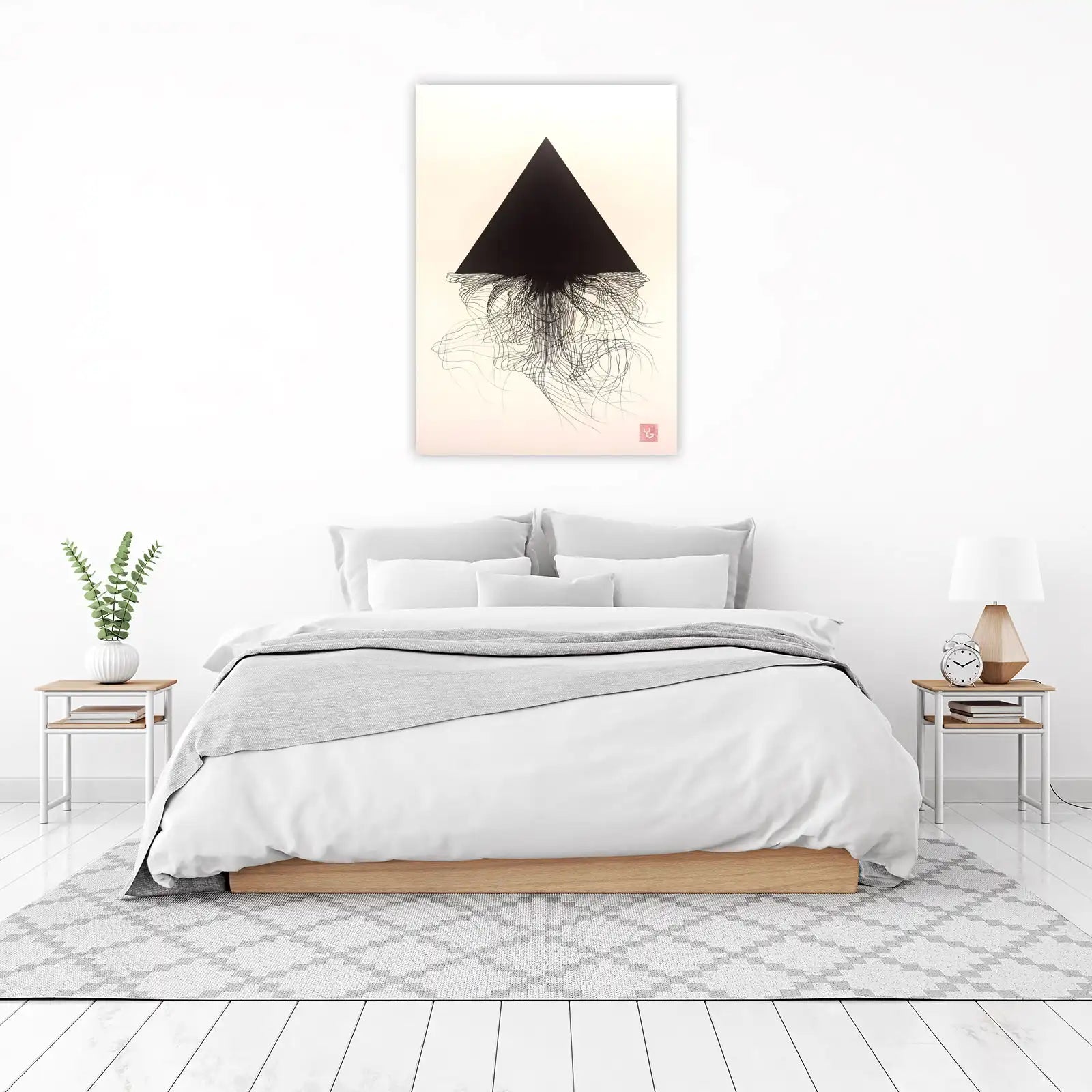 Abstract Black Triangle Flow Wall Art