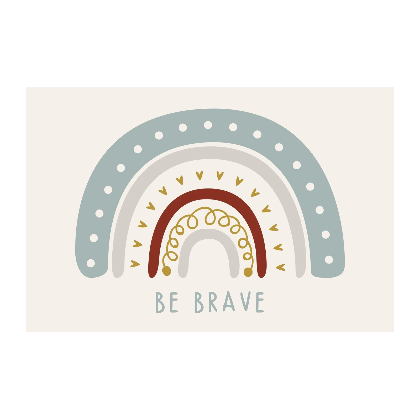 Boho Rainbow "Be Brave" Inspirational Wall Art
