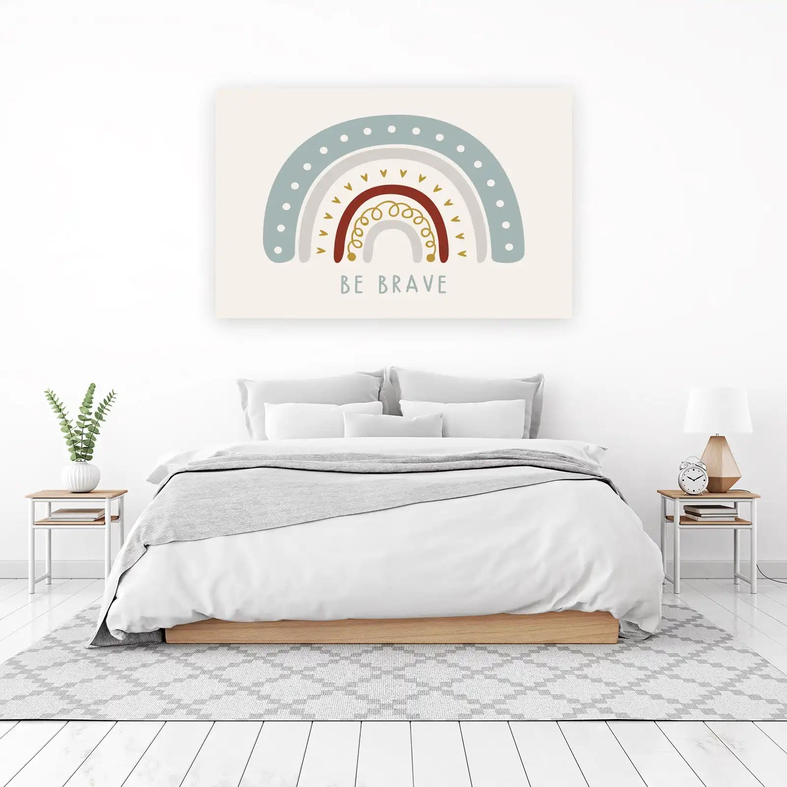 Boho Rainbow "Be Brave" Inspirational Wall Art