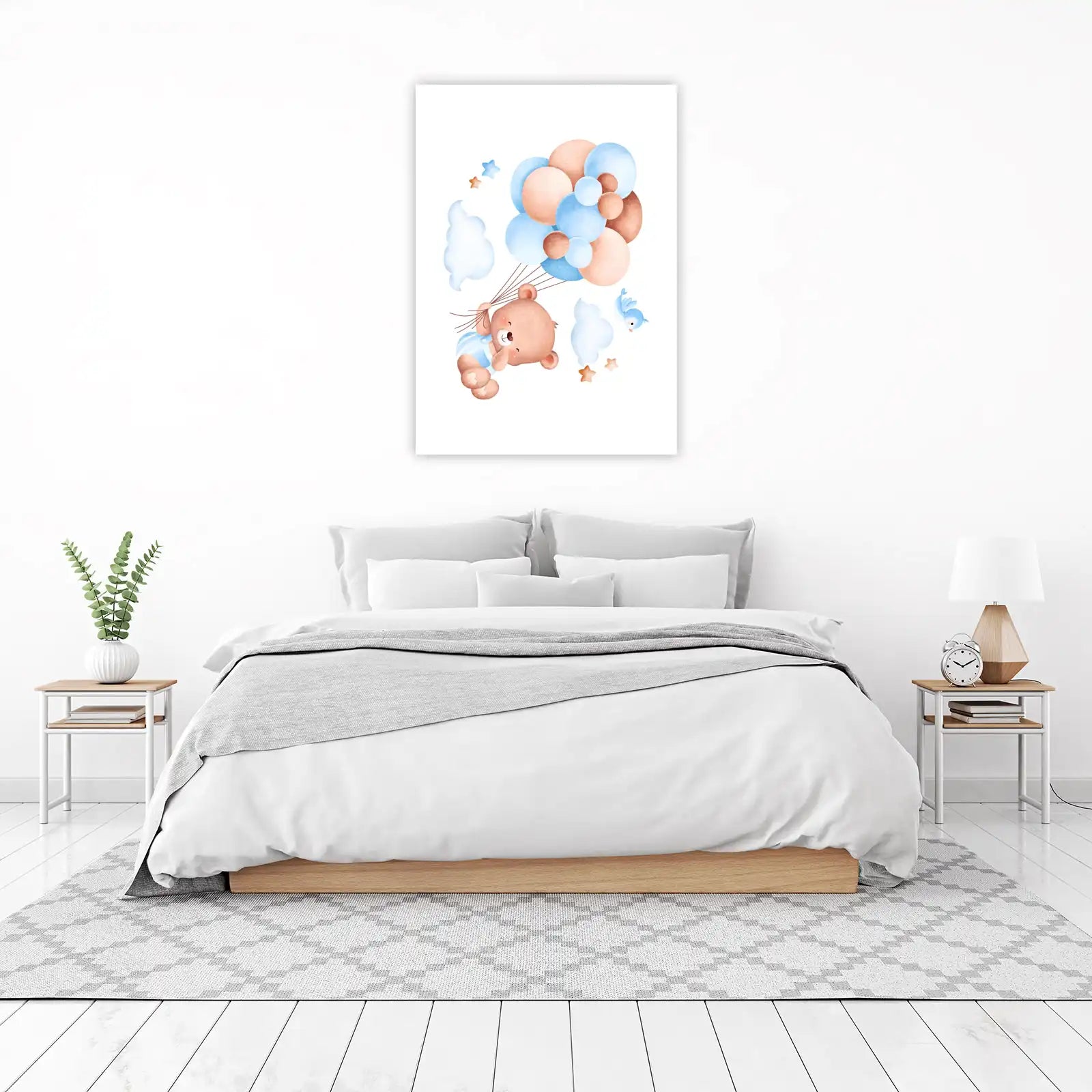 Whimsical Bear Balloons Nursery Art Wall Art
