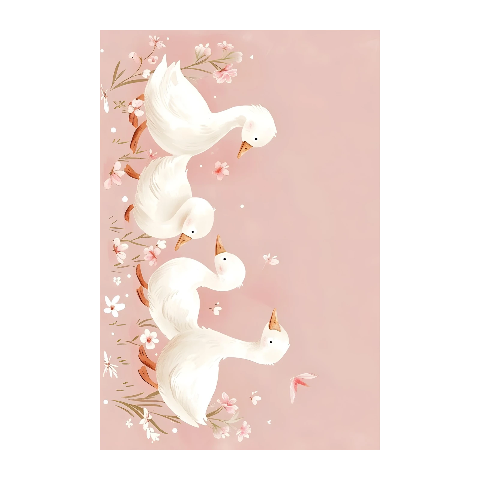 Whimsical Goose & Blossom Wall Art
