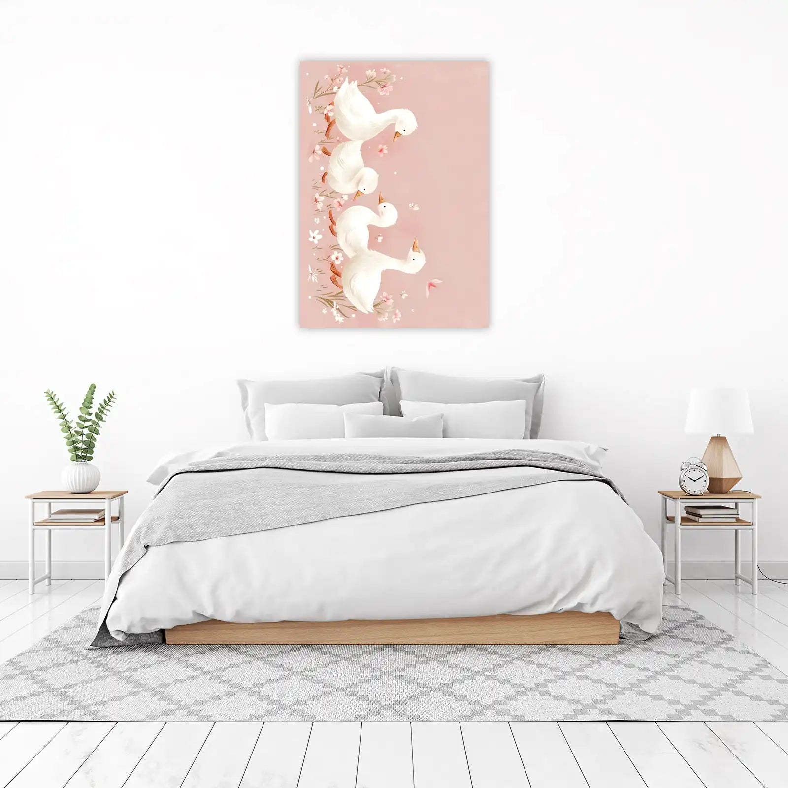 Whimsical Goose & Blossom Wall Art