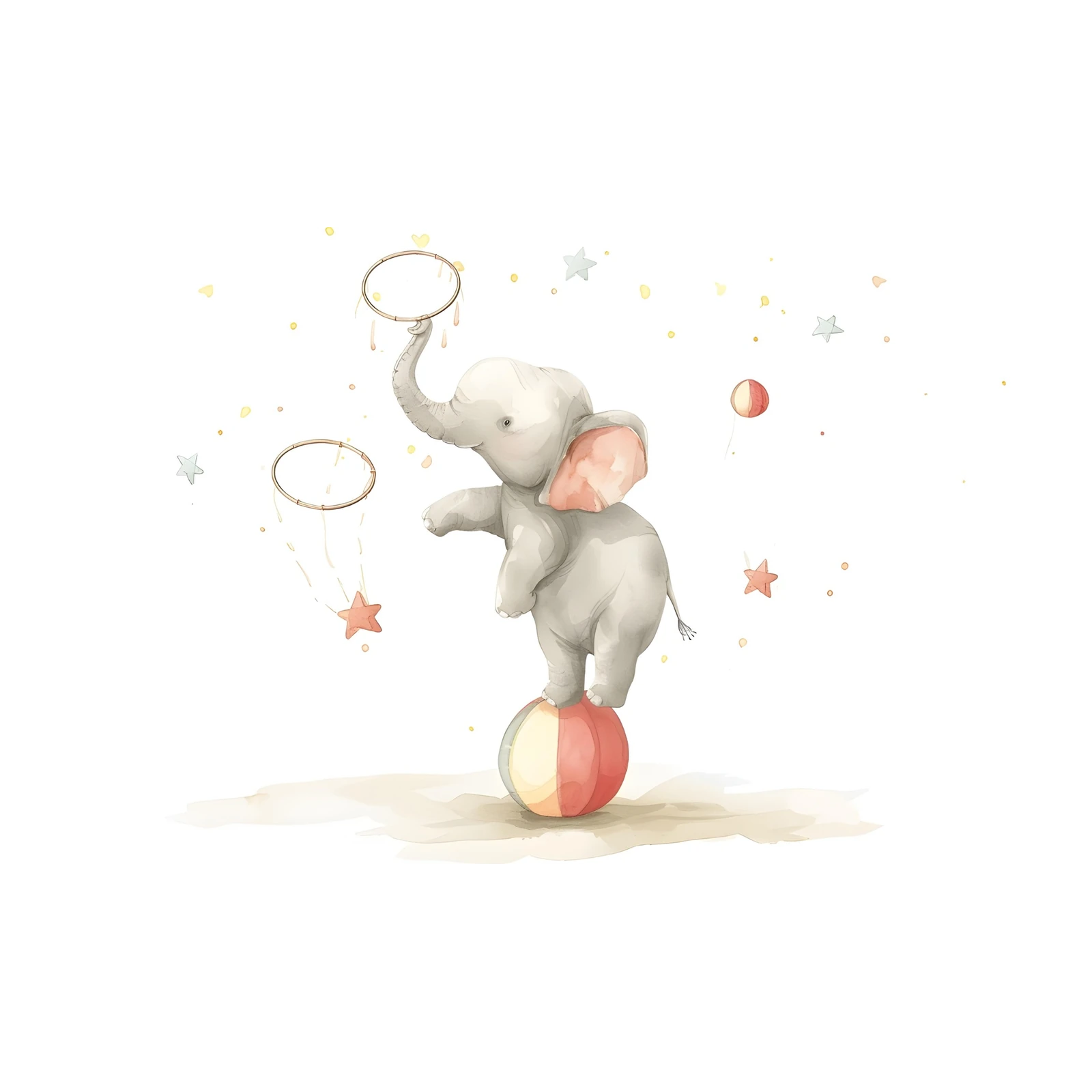 Whimsical Balancing Elephant Nursery Wall Art