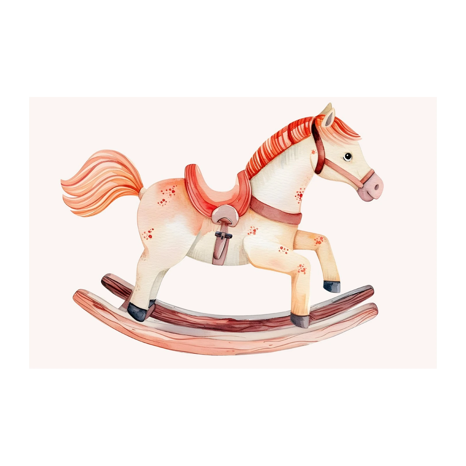 Watercolor Rocking Horse Wall Art
