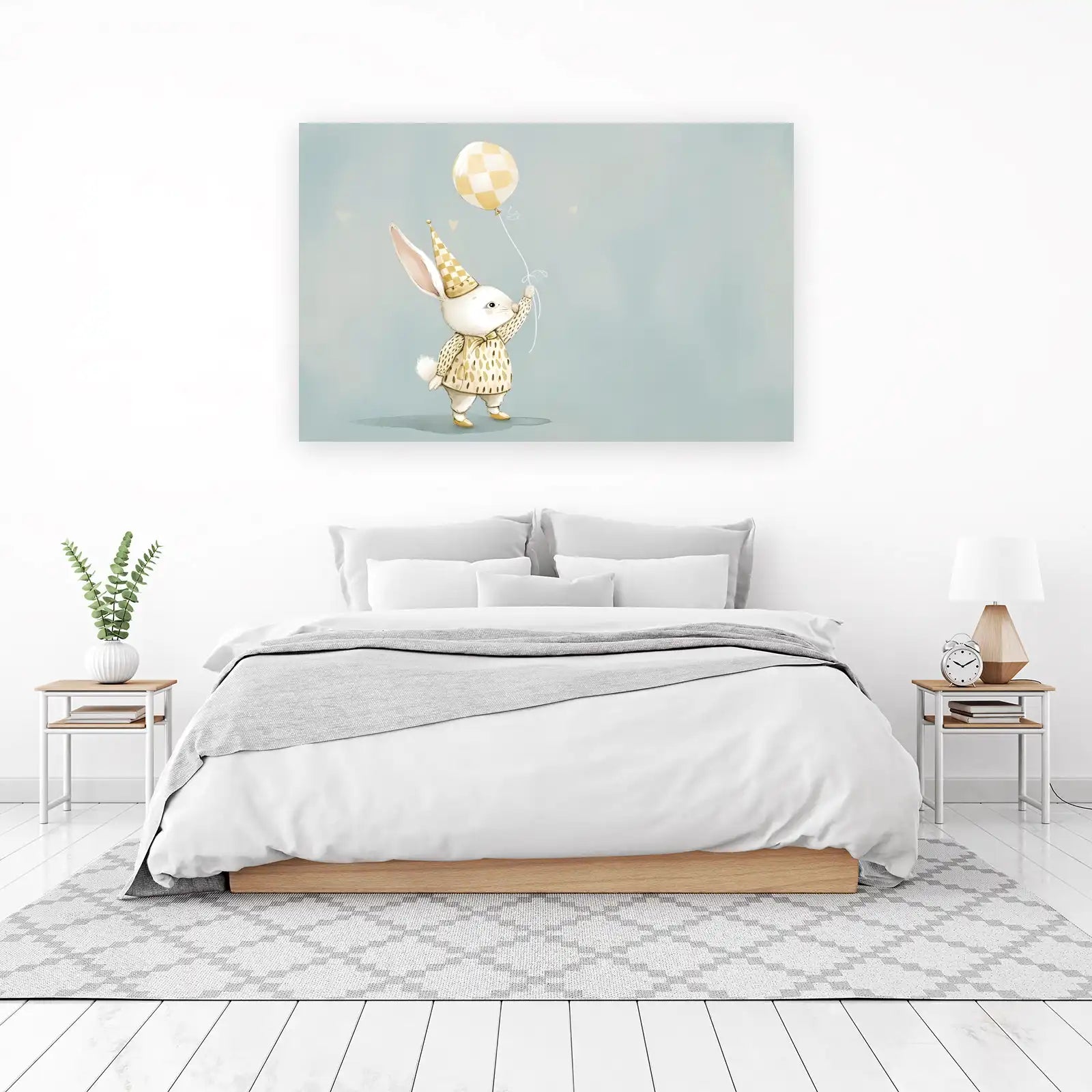 Whimsical Bunny Balloon Art Wall Art