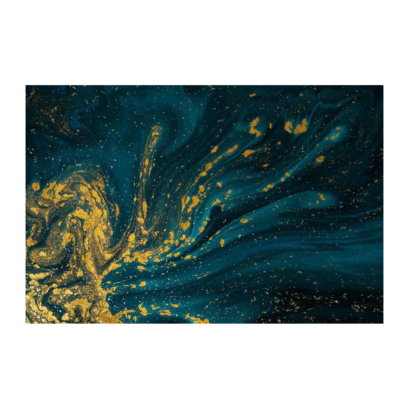 Teal & Gold Abstract Swirl Wall Art