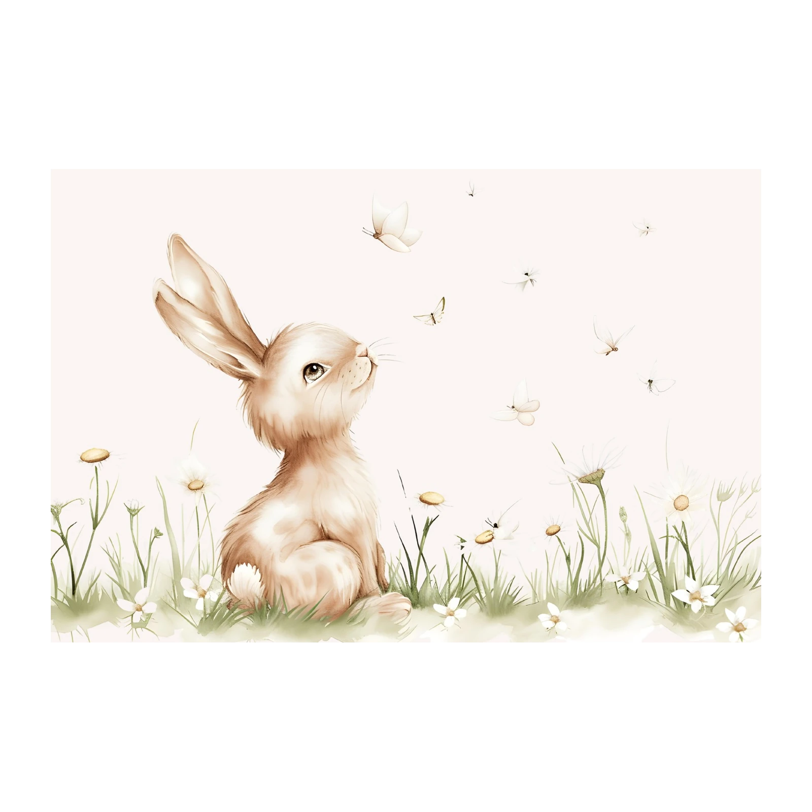 Dreamy Bunny & Butterfly Watercolor Wall Art