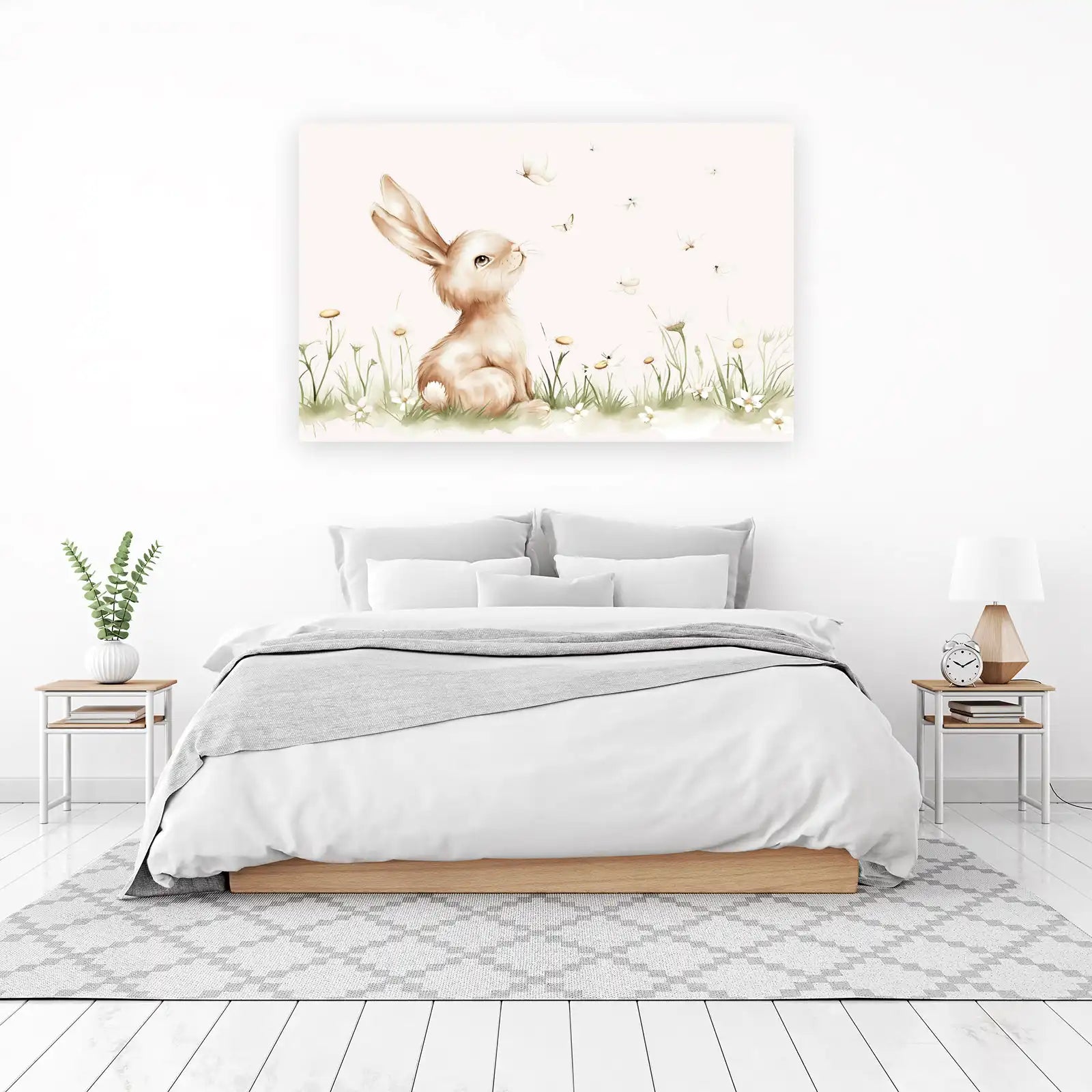 Dreamy Bunny & Butterfly Watercolor Wall Art