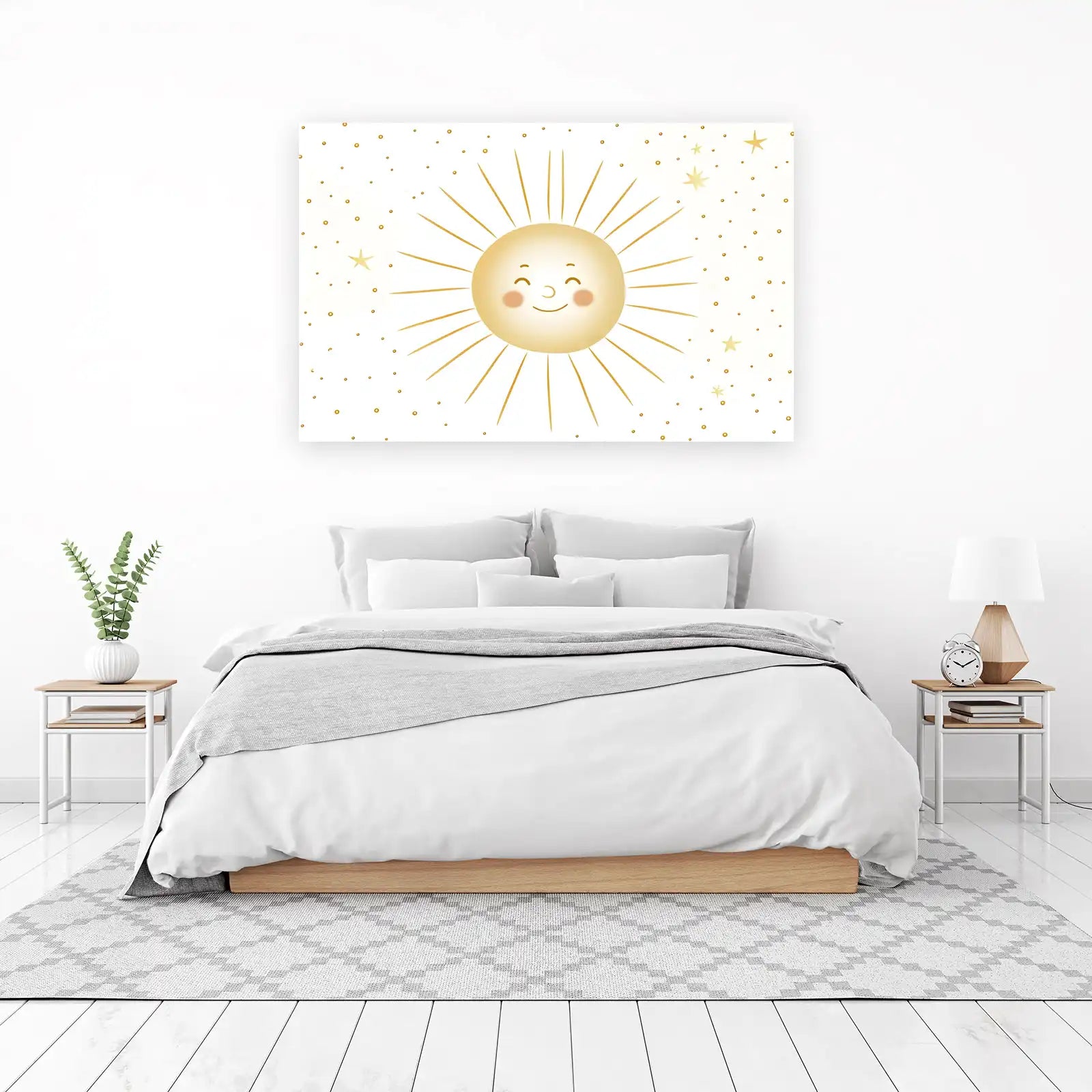 Happy Sun & Stars Whimsical Nursery Wall Art