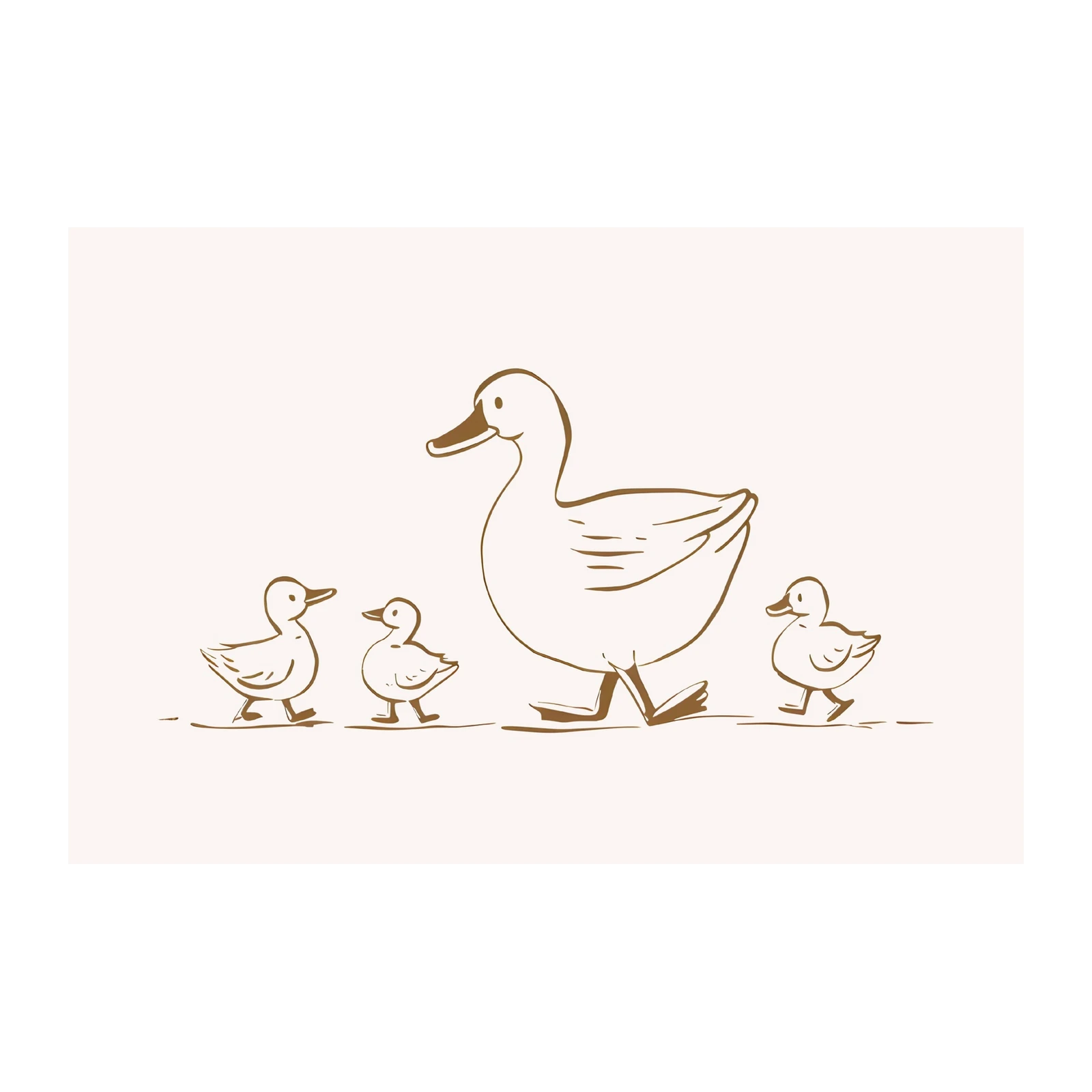 Charming Duck Family Line Art Wall Art