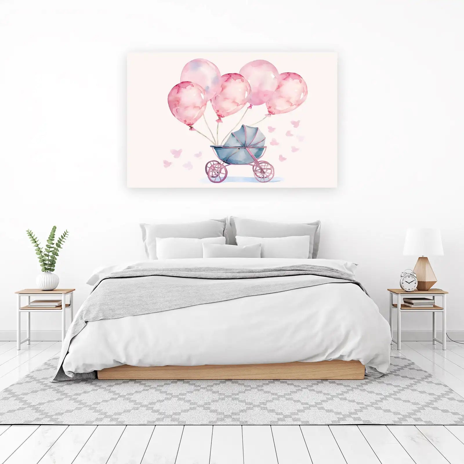 Baby Girl Stroller Balloons Wall Art