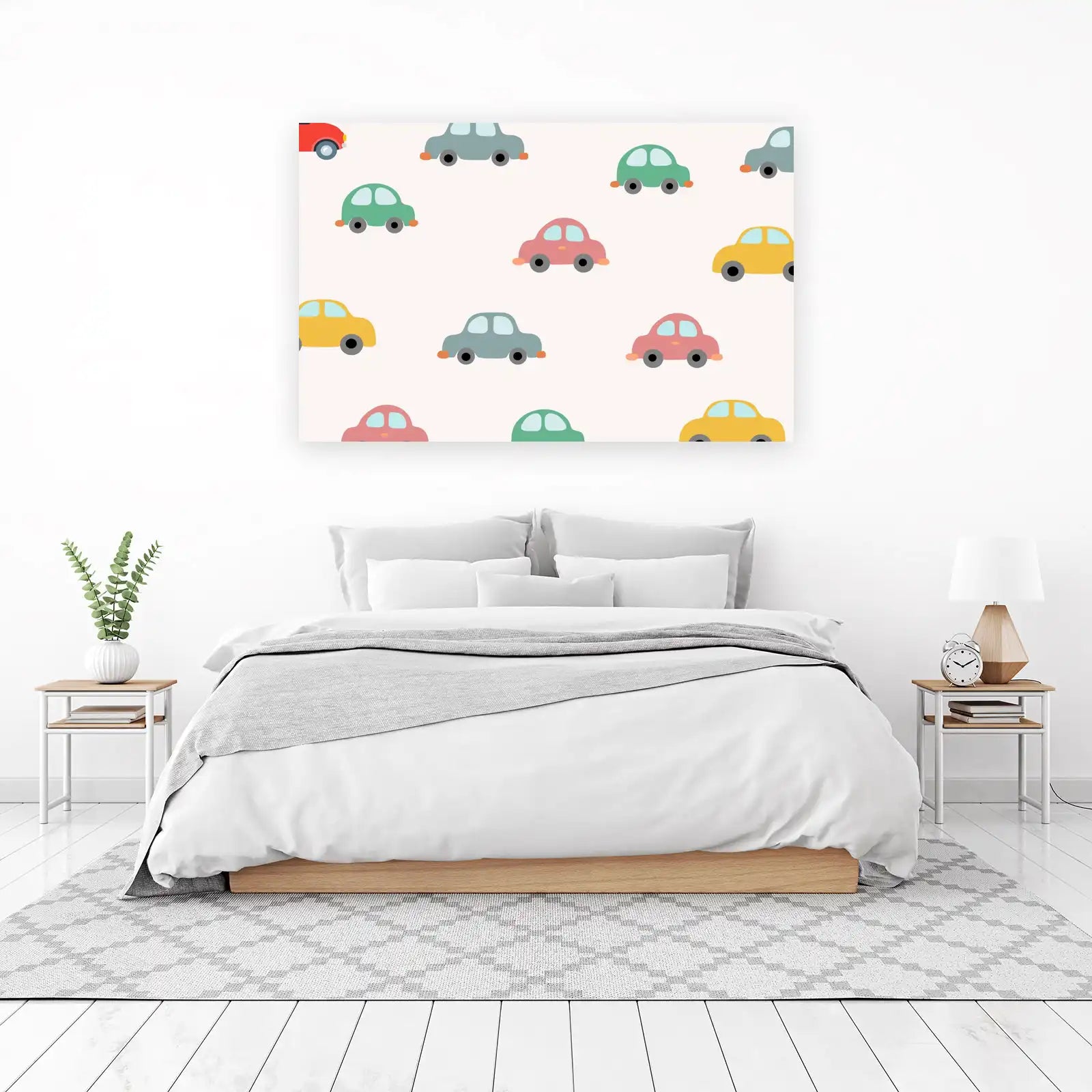 Playful Car Pattern Wall Art for Kids' Rooms