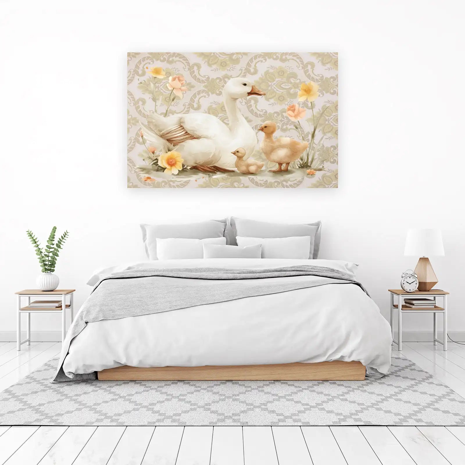 Charming Goose Family Watercolor Wall Art