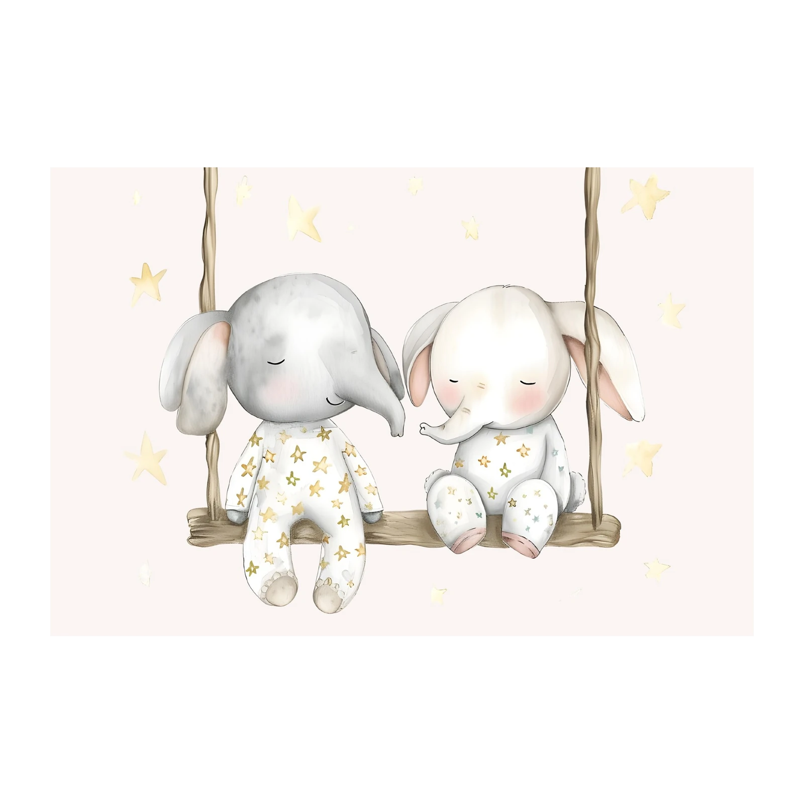 Adorable Elephants Starry Swing Wall Art