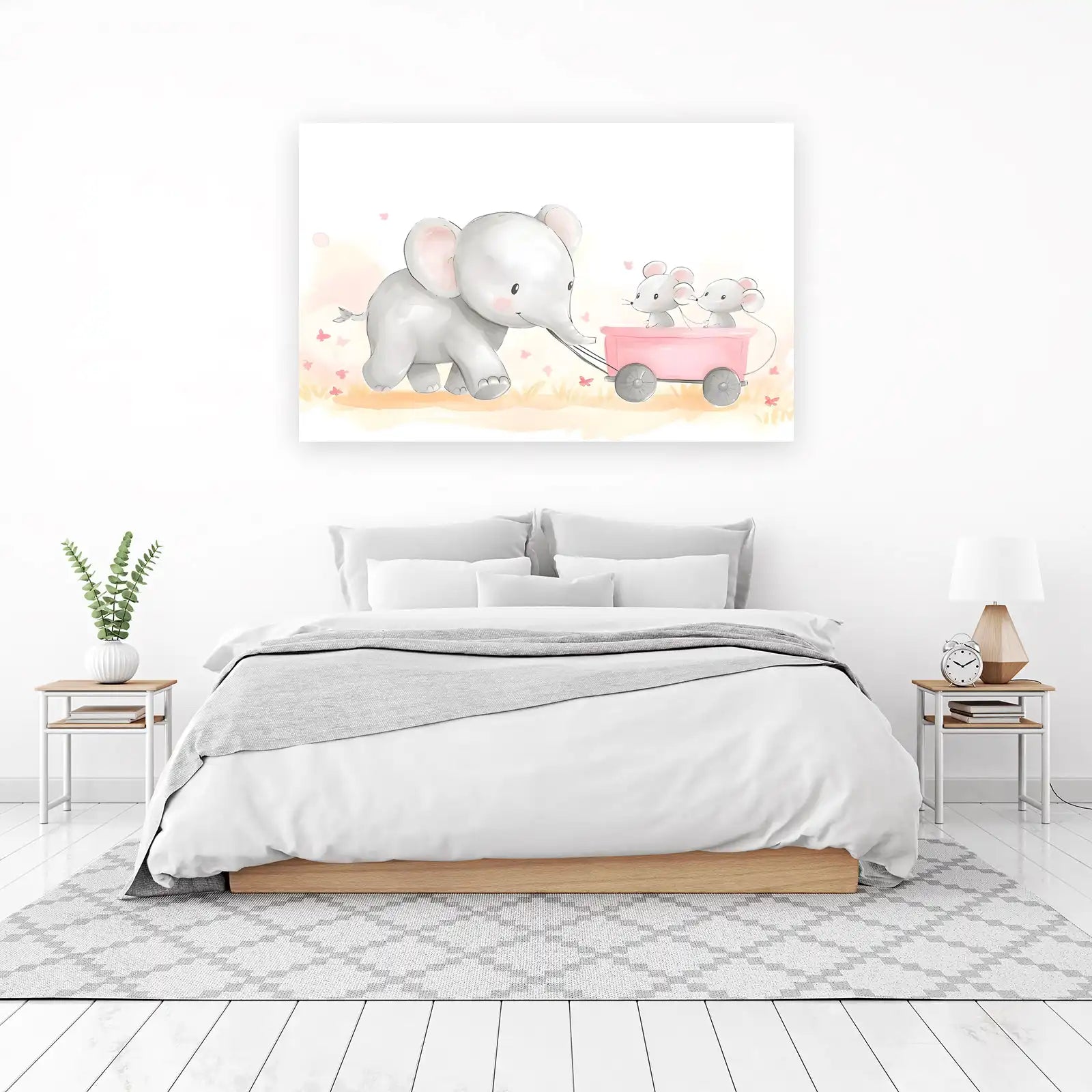 Cute Elephant & Mice Adventure Wall Art