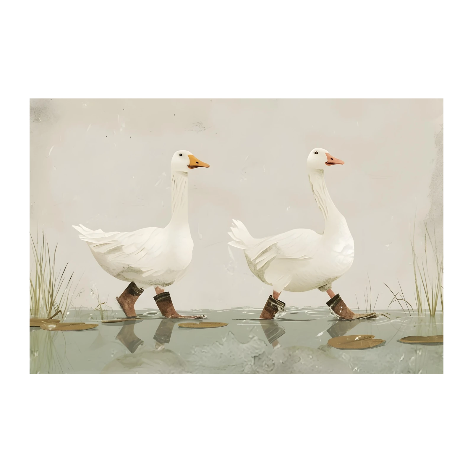 Charming Geese in Boots Wall Art