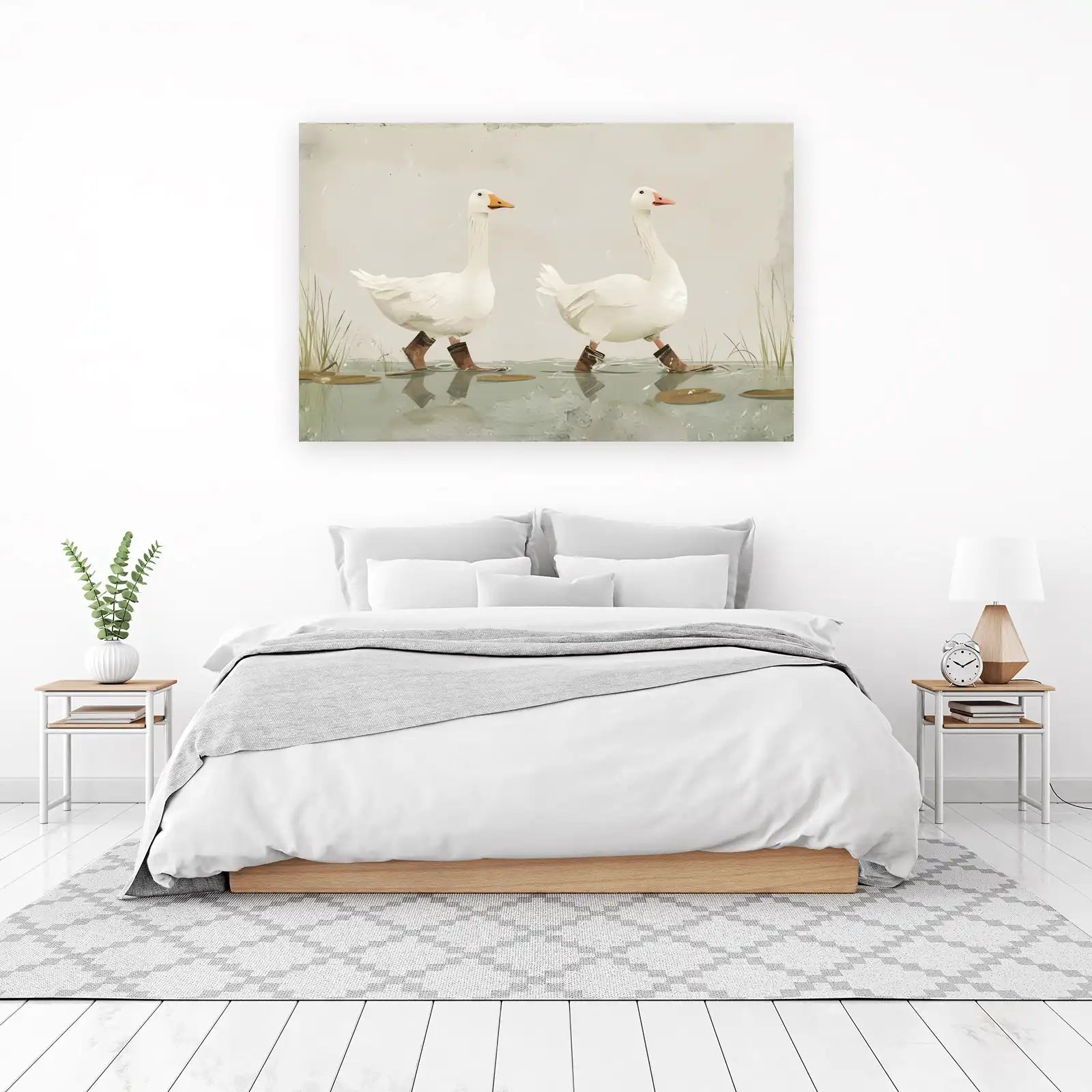 Charming Geese in Boots Wall Art
