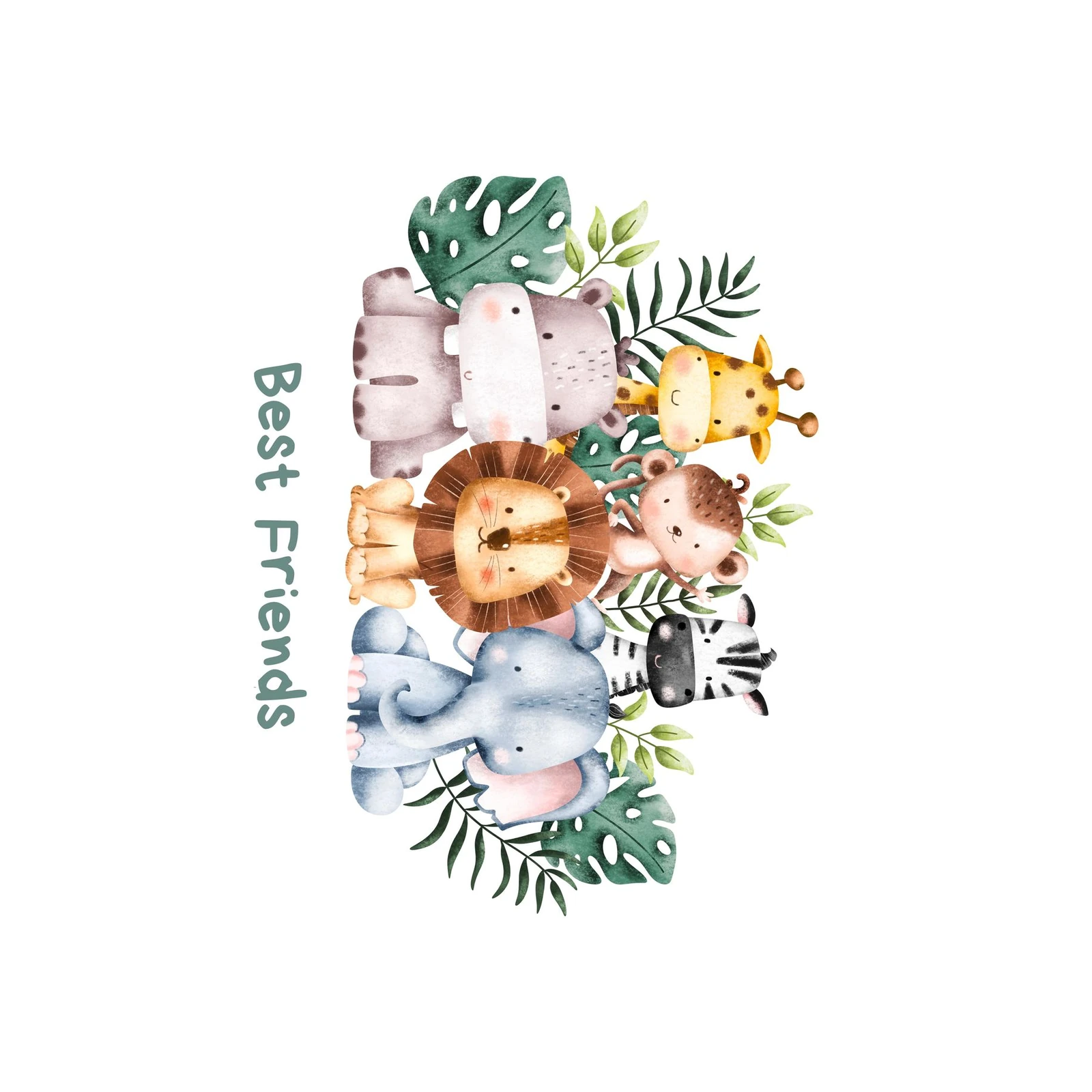 Cute Safari Animals "Best Friends" Wall Art