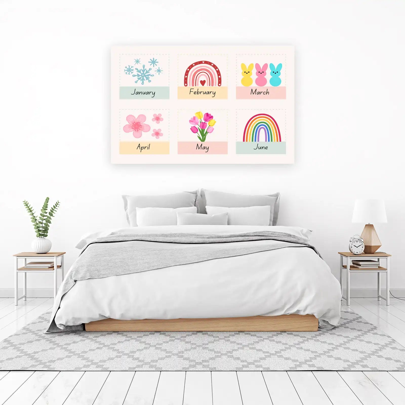 Cute Monthly Art Print Collection Wall Art