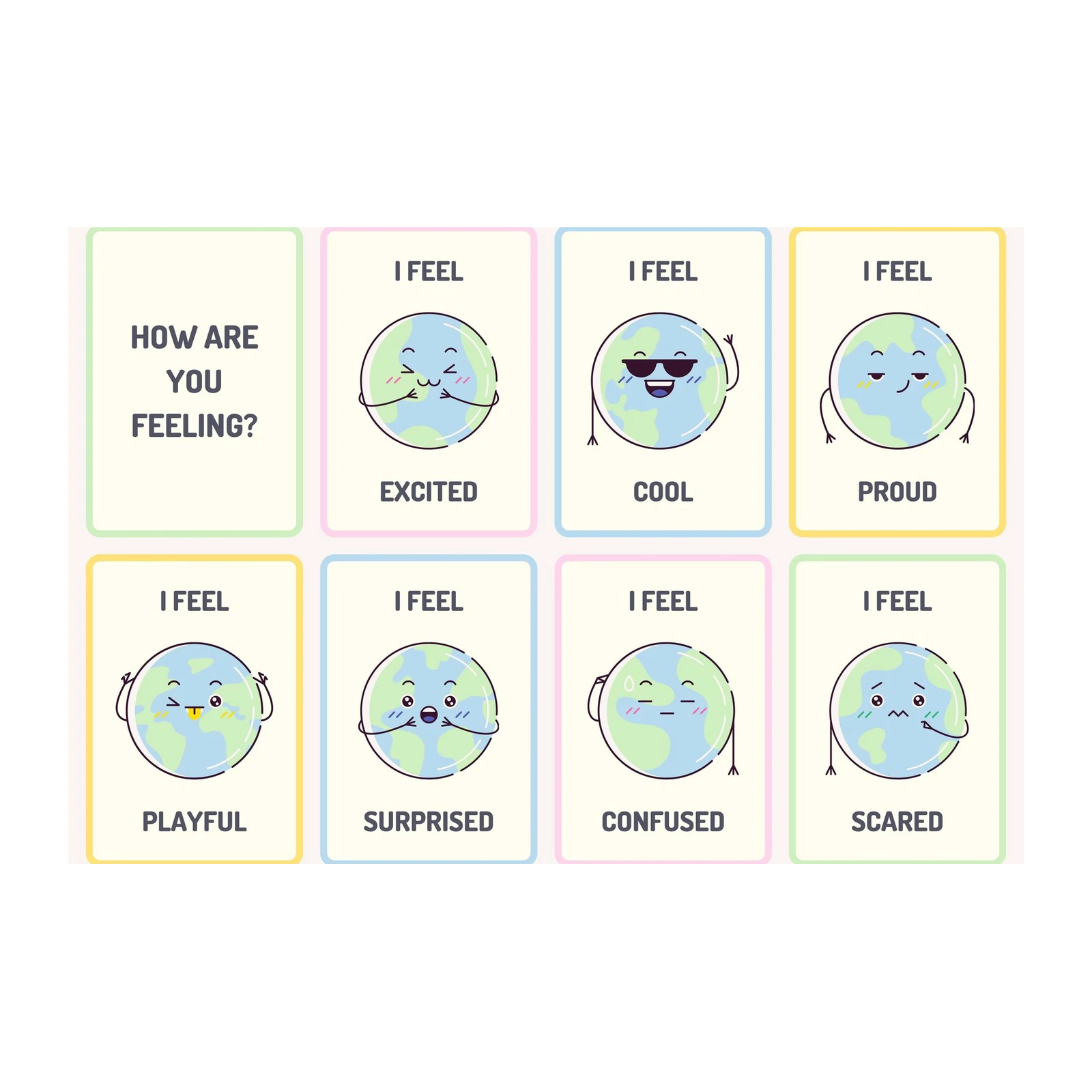 Emotions of Earth Cute Planet Wall Art