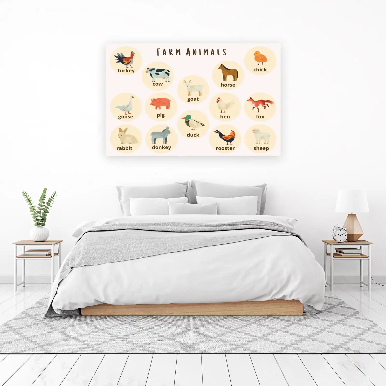 Cute Farm Animals Alphabet Wall Art