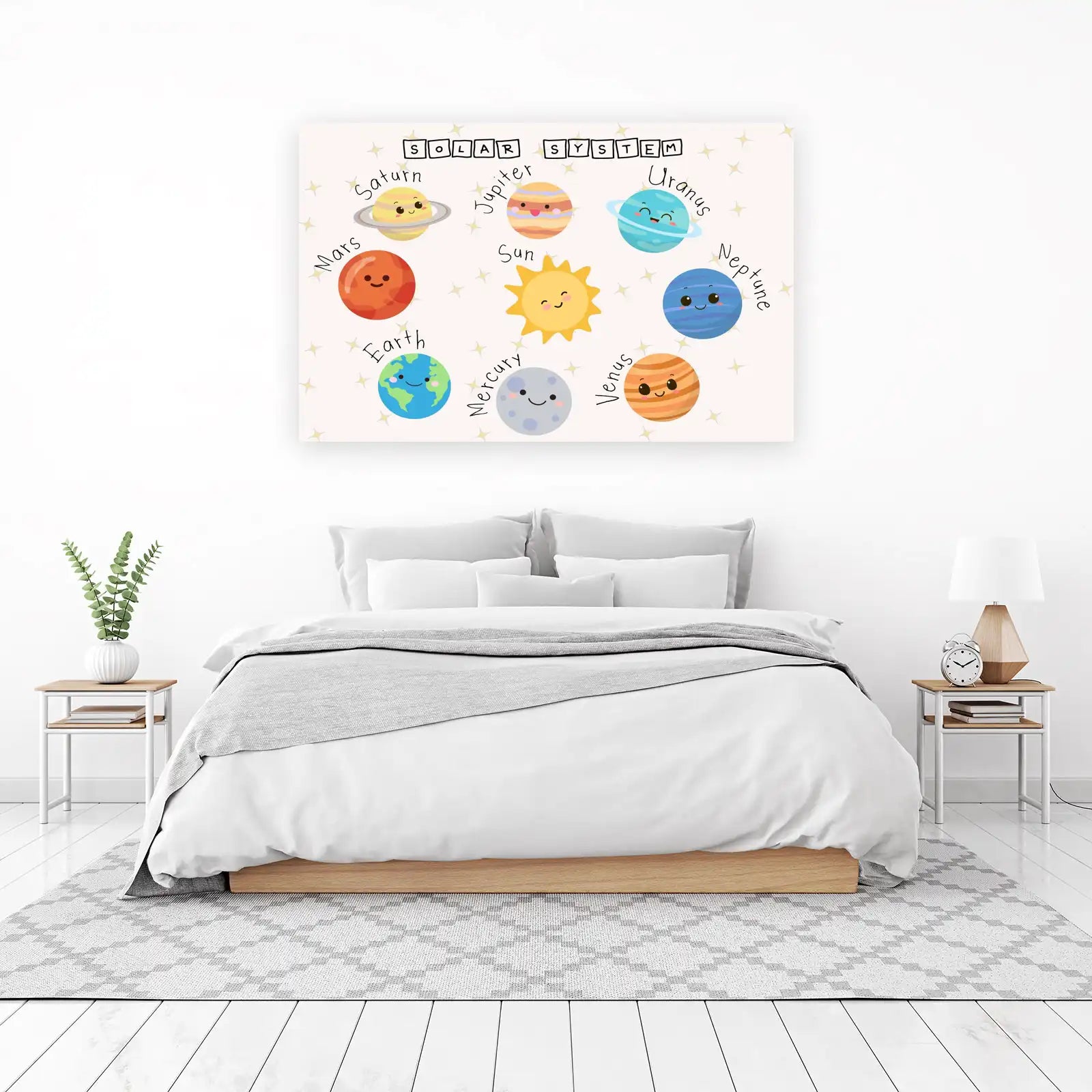 Cute Solar System Planets Kids Room Wall Art