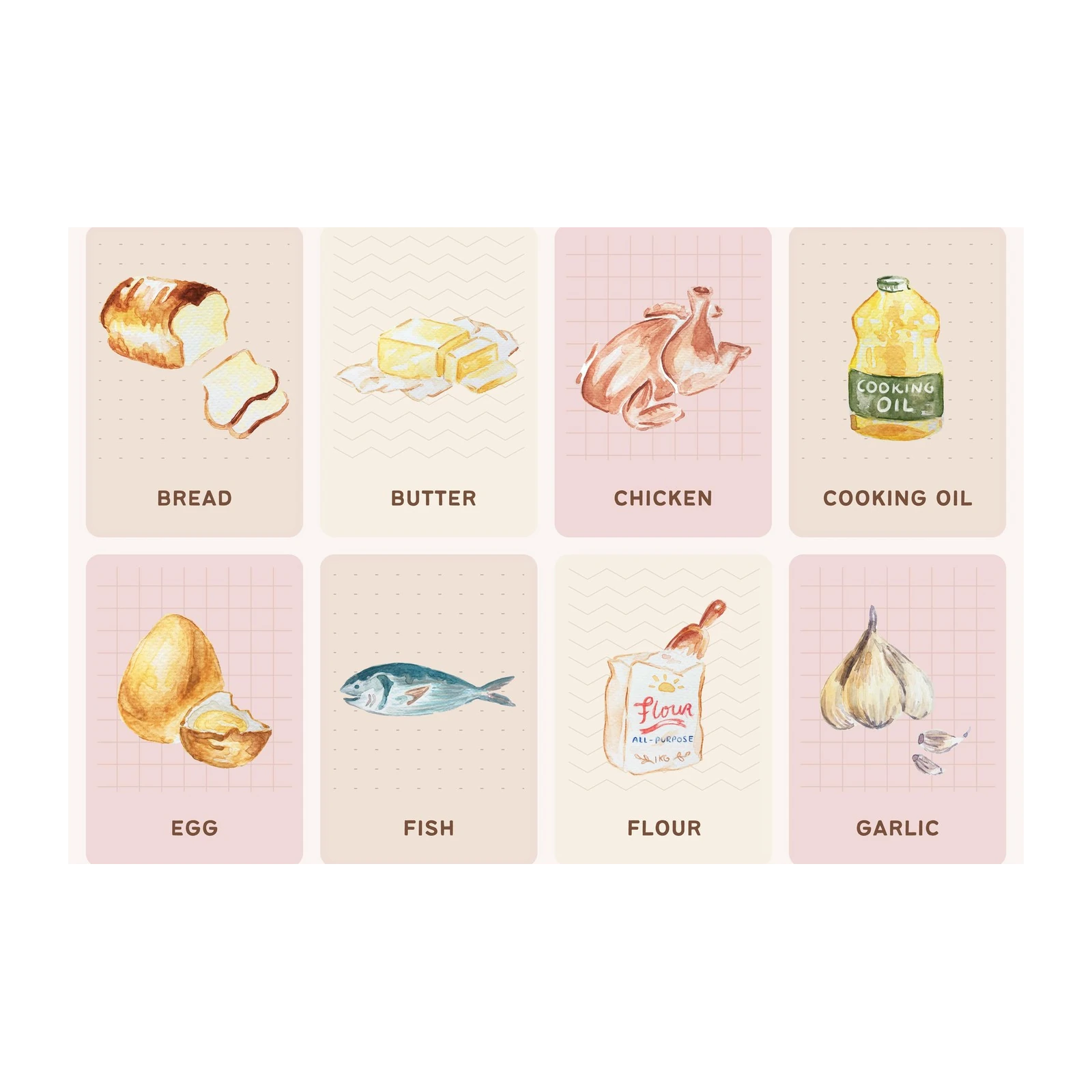Watercolor Kitchen Essentials Wall Art