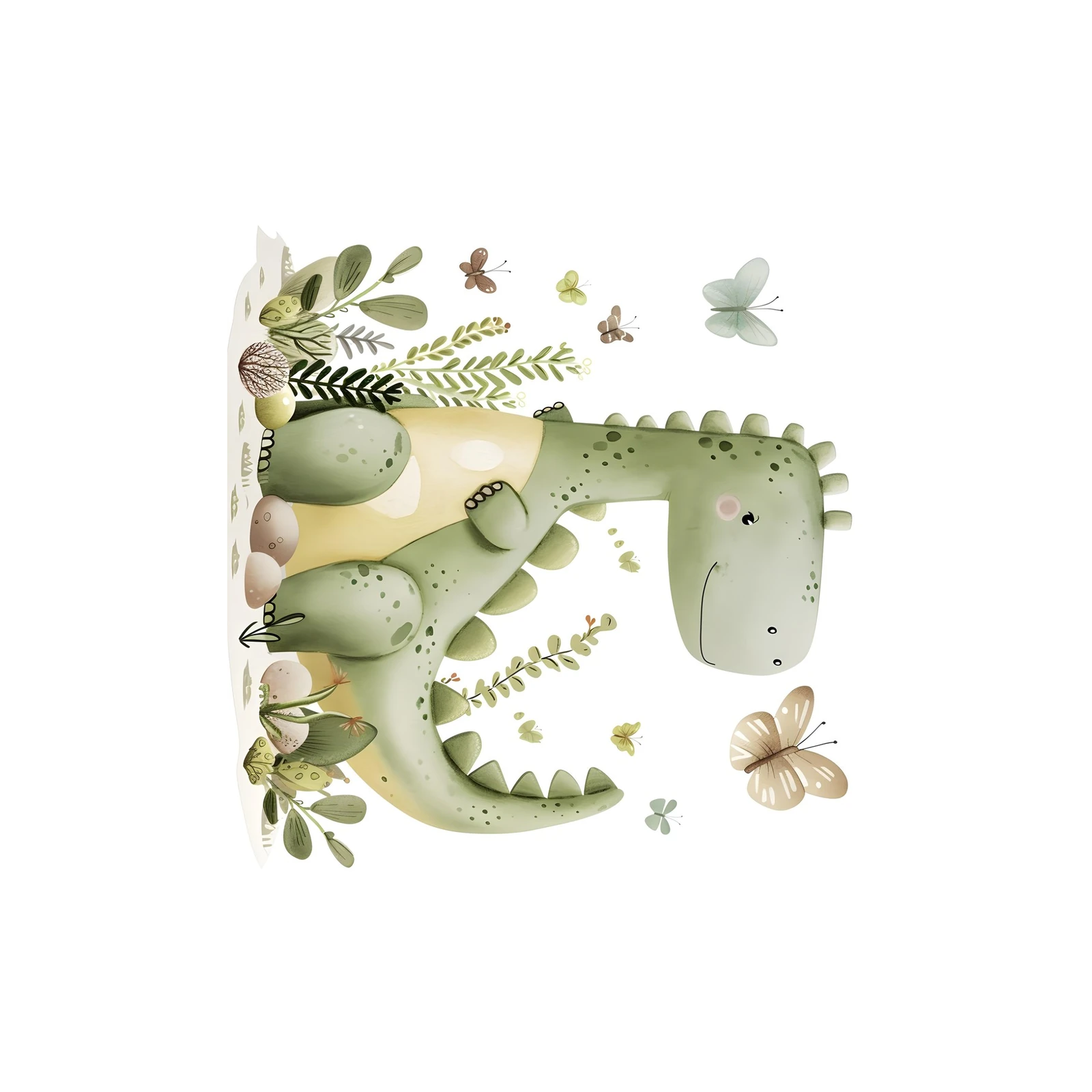Adorable Dino & Butterflies Nursery Wall Art