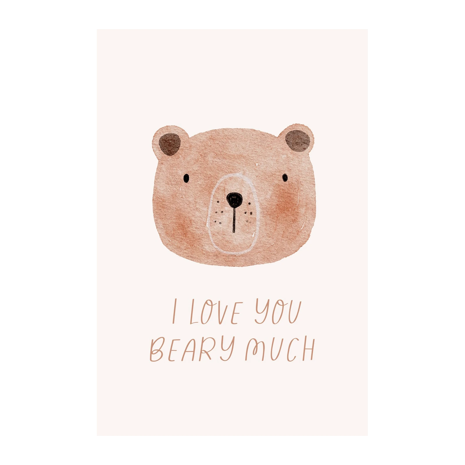 Cute Bear "Beary Much" Watercolour Wall Art