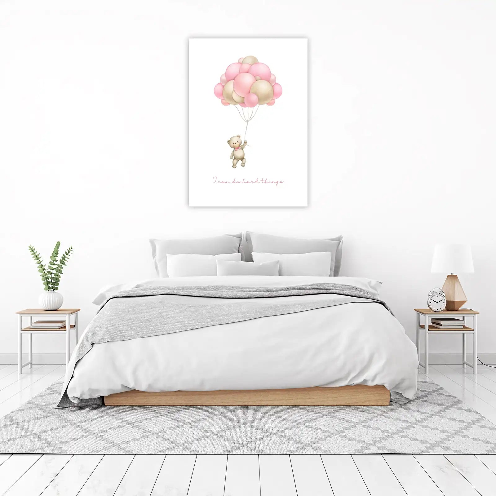Teddy Bear Balloons "I Can Do Hard Things" Wall Art