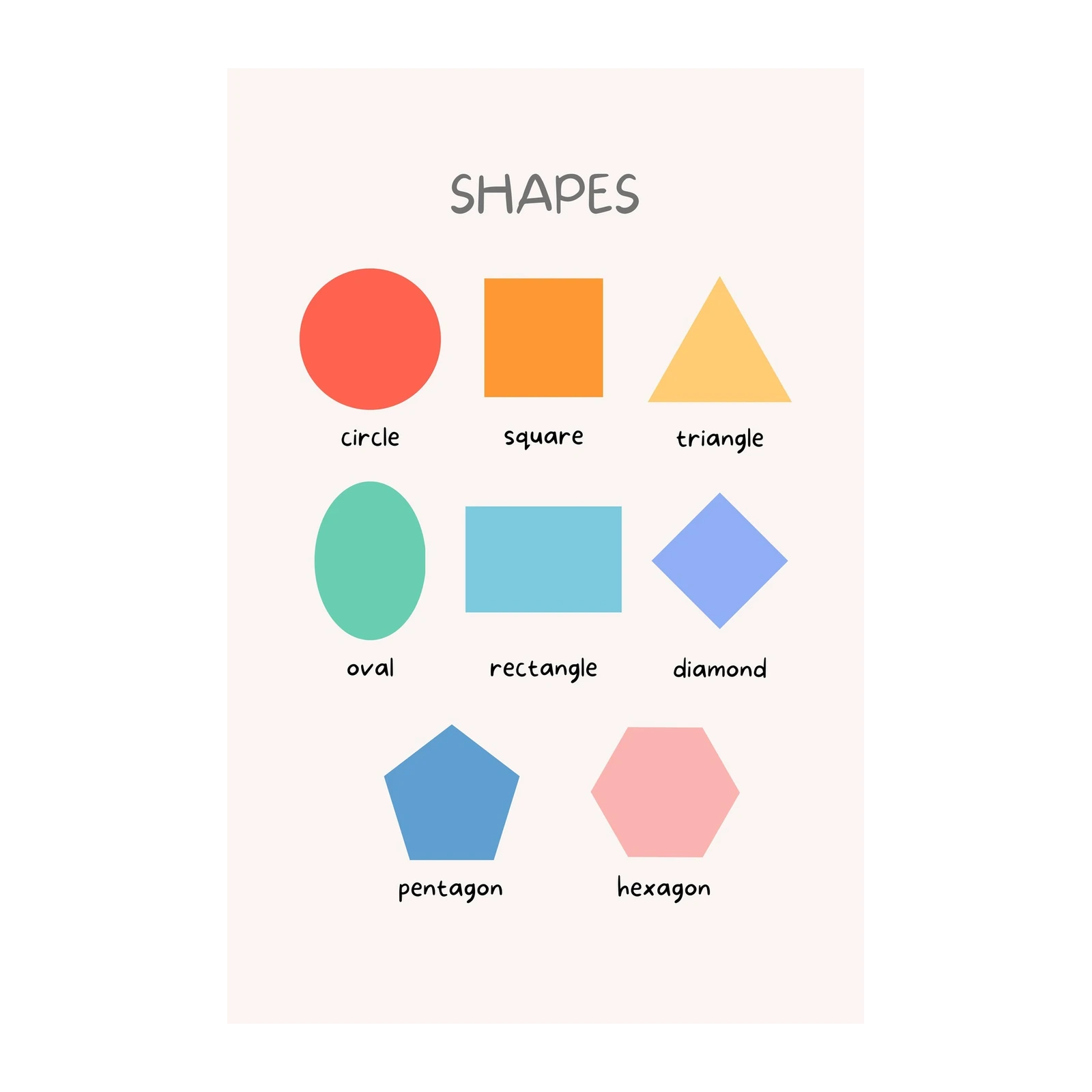 Geometric Shapes Educational Wall Art