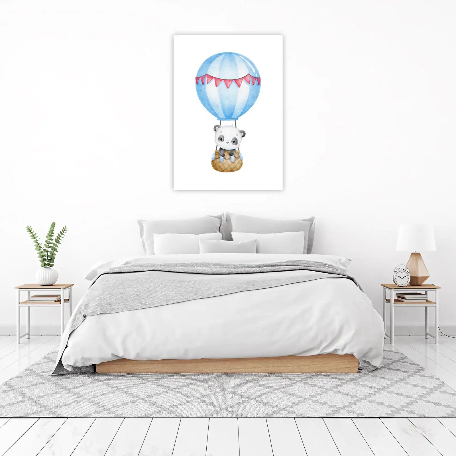 Adorable Panda Hot Air Balloon Wall Art for Kids