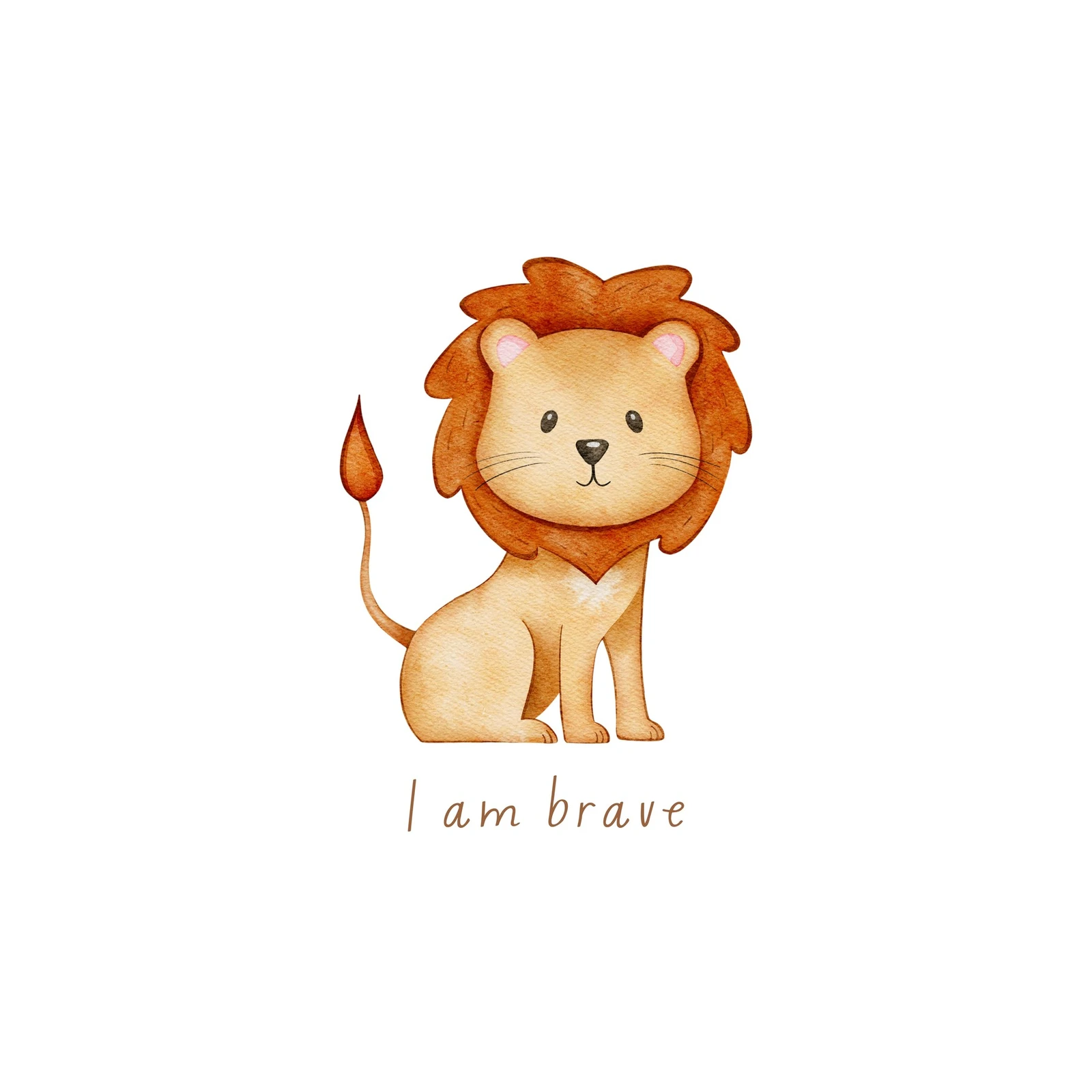Cute Brave Lion Watercolour Nursery Art Wall Art
