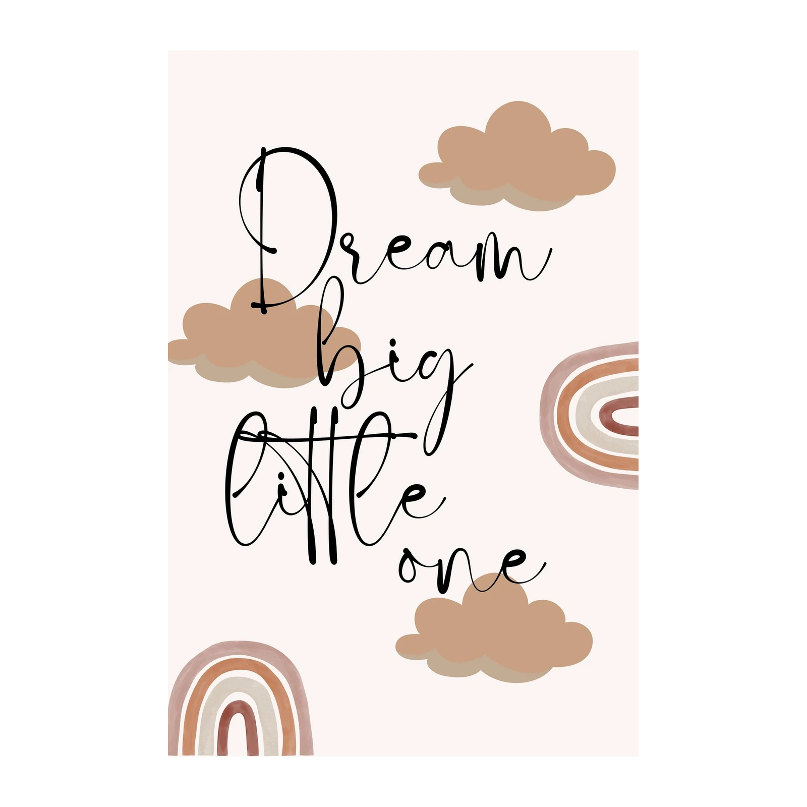 Boho Dream Big Little One Cloud Rainbow Wall Art