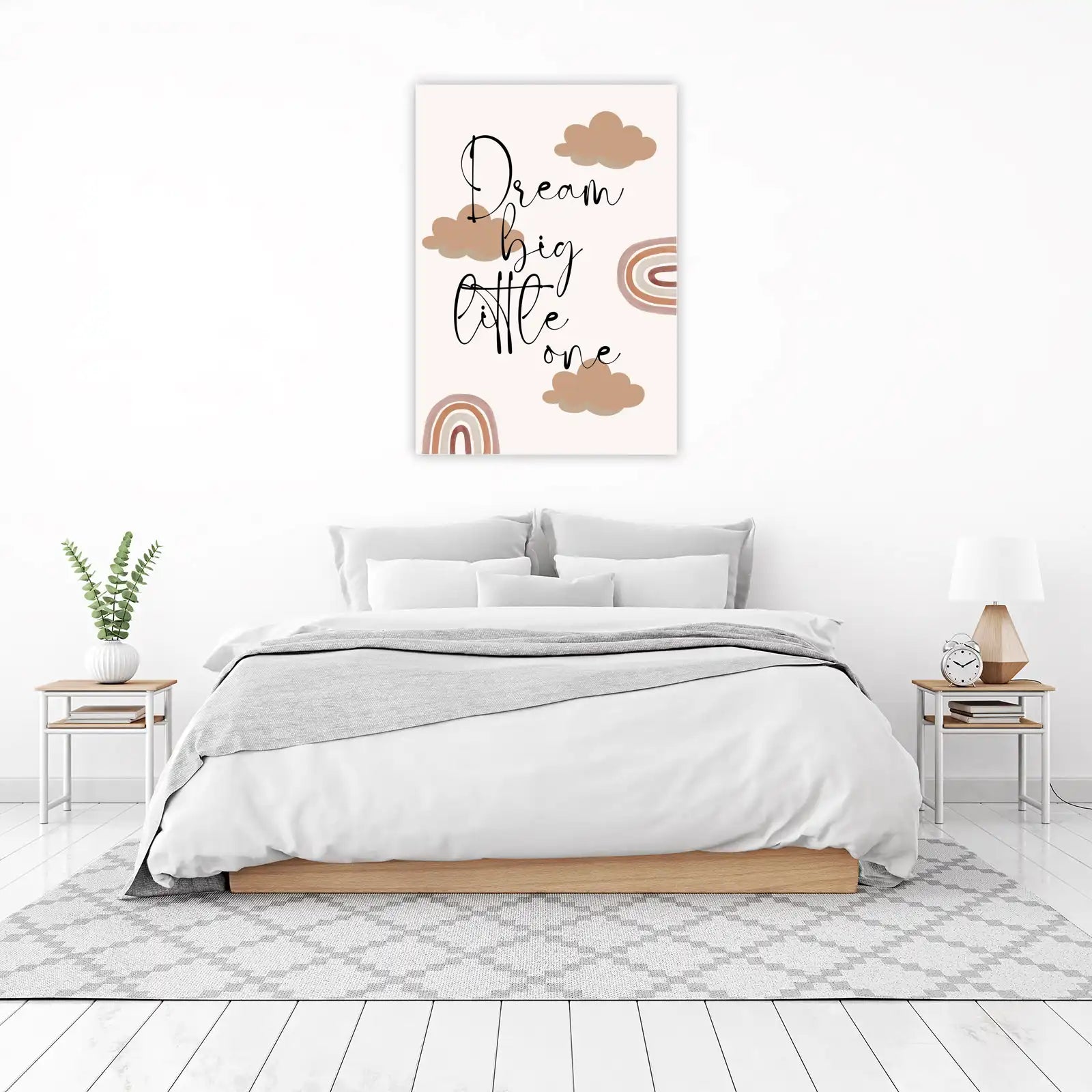Boho Dream Big Little One Cloud Rainbow Wall Art