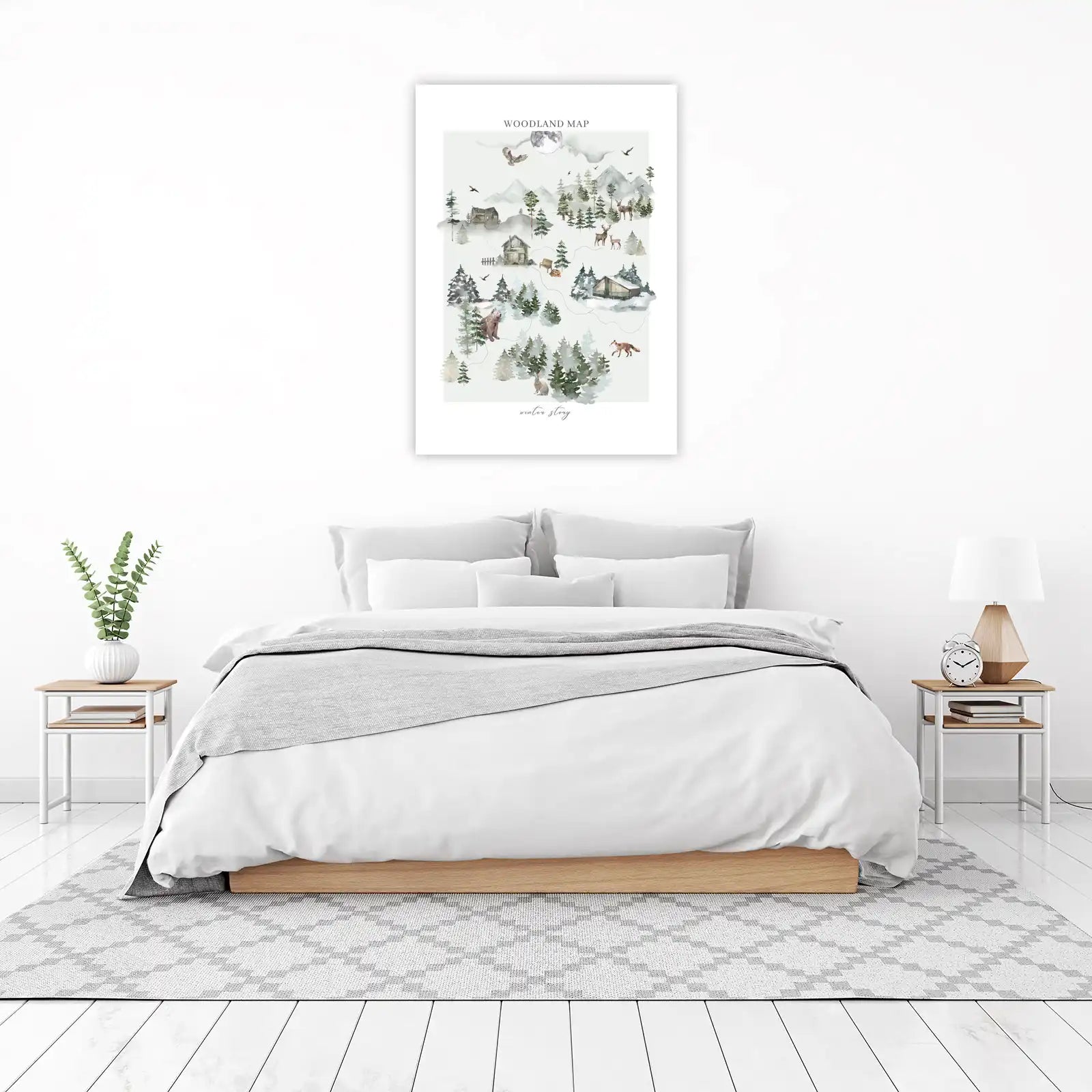 Enchanting Woodland Map Winter Story Wall Art