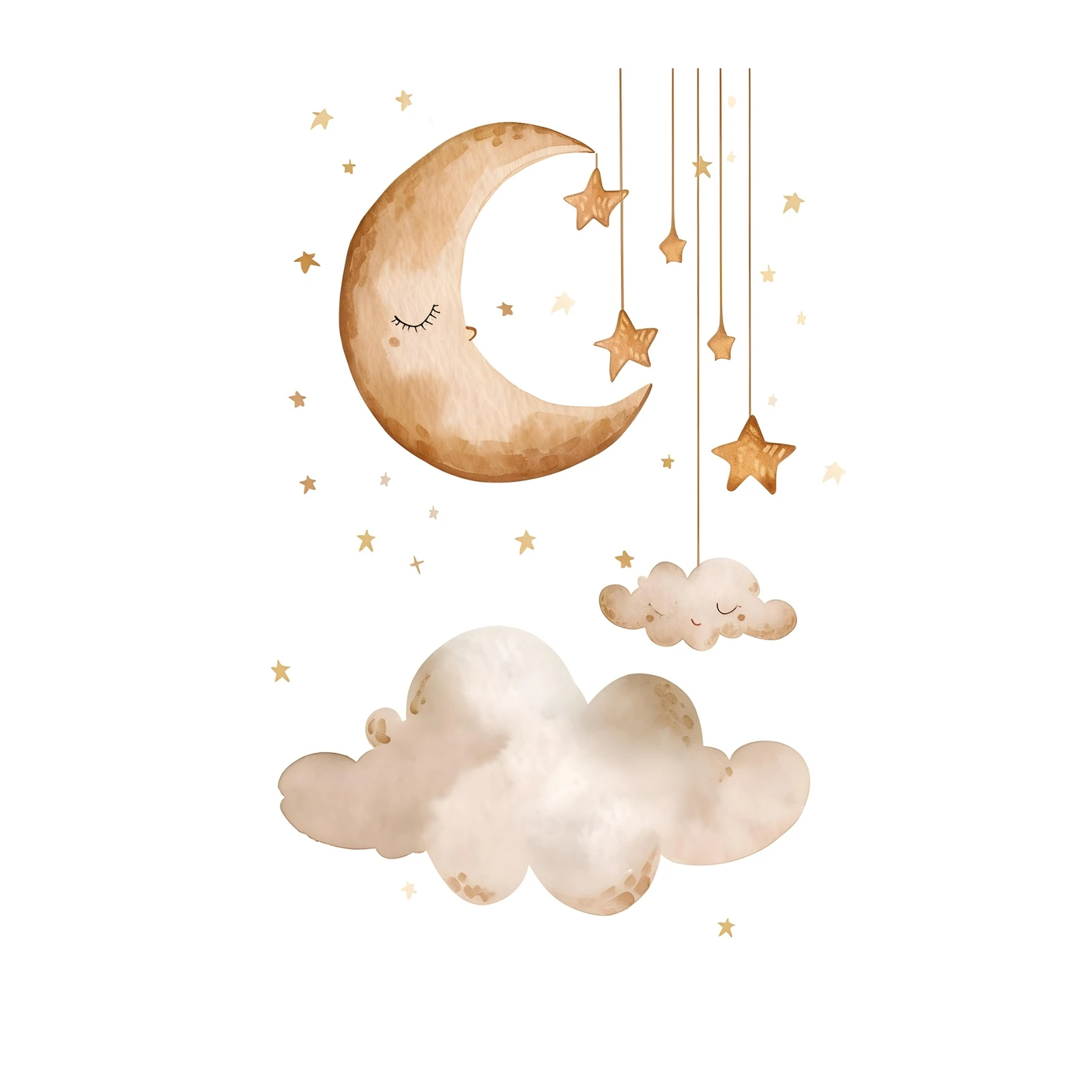 Whimsical Moon & Stars Nursery Wall Art