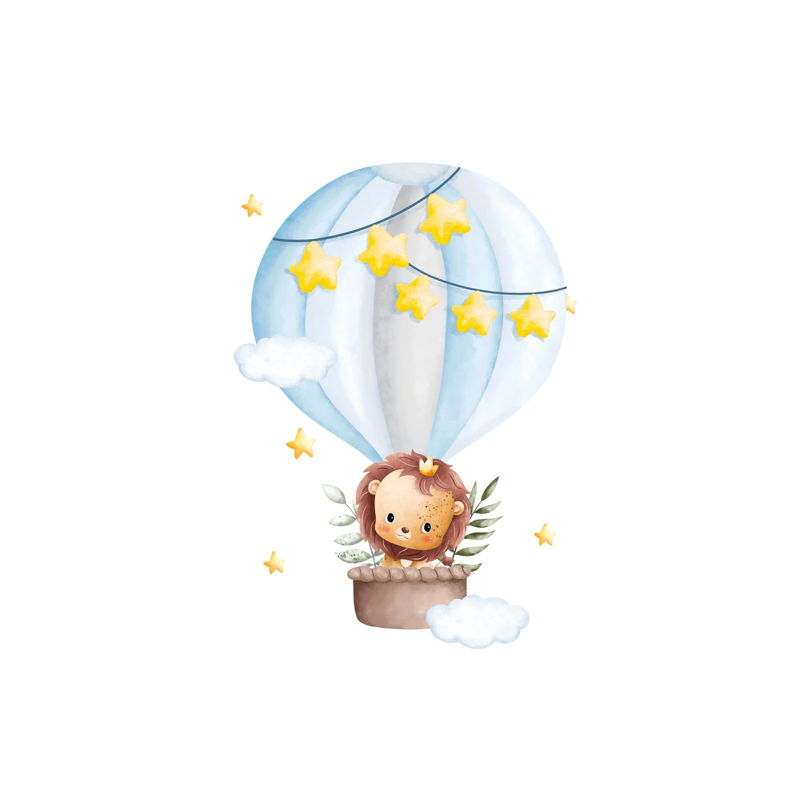 Cute Lion Hot Air Balloon Nursery Wall Art