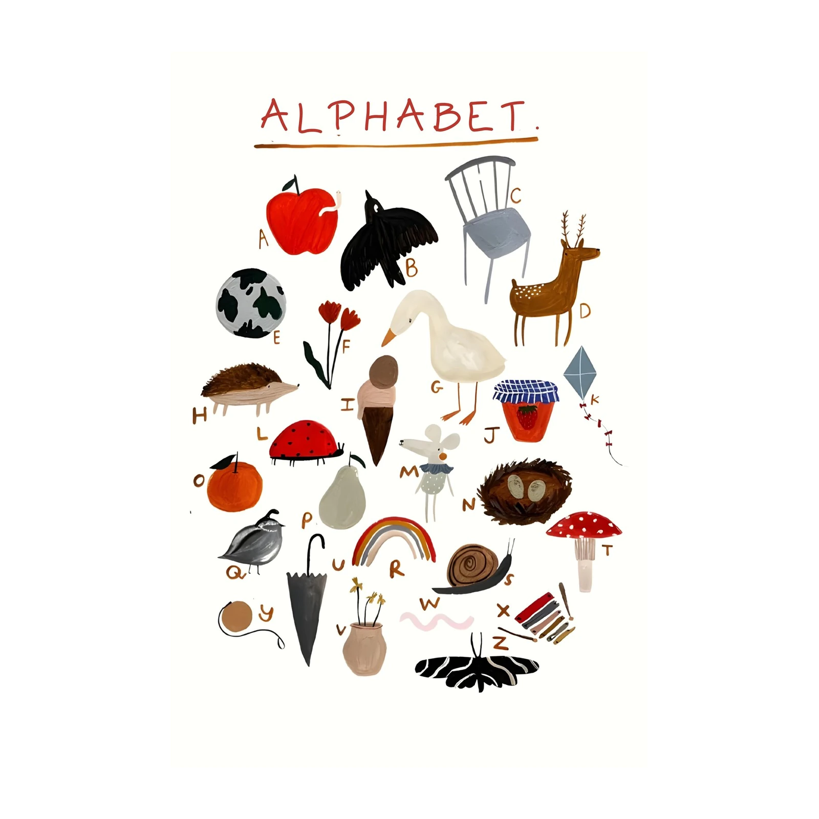 Whimsical Alphabet Nature Wall Art