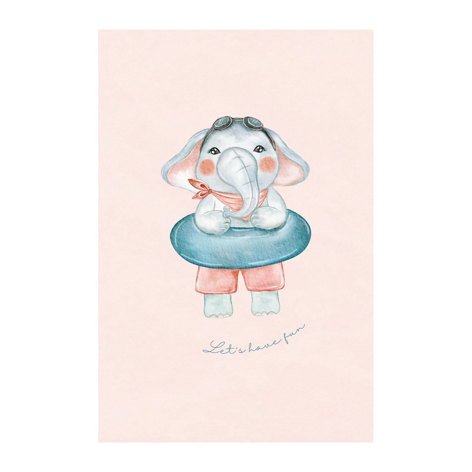 Cute Elephant "Let's Have Fun" Wall Art