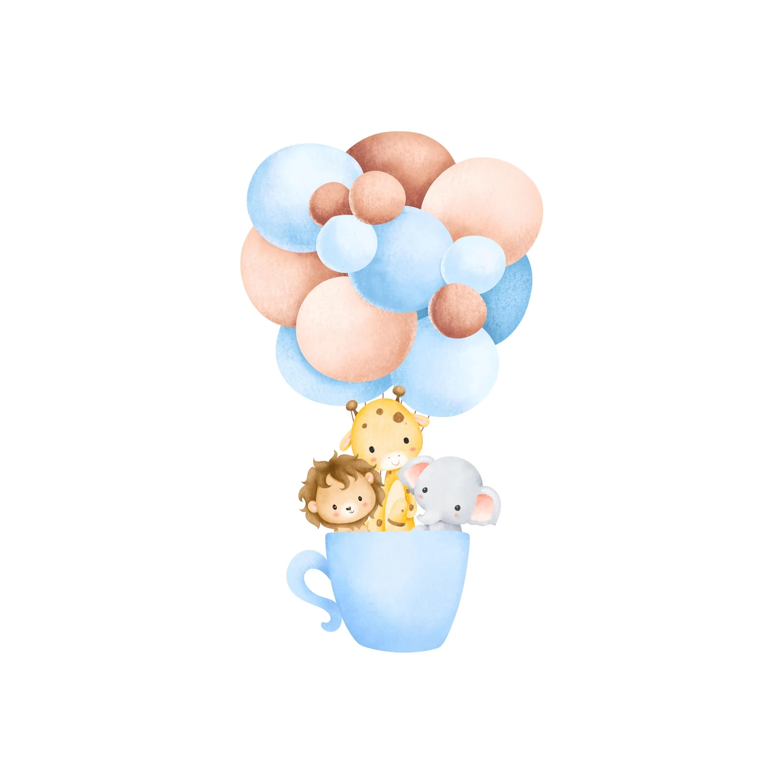 Cute Safari Animals in Cup Wall Art