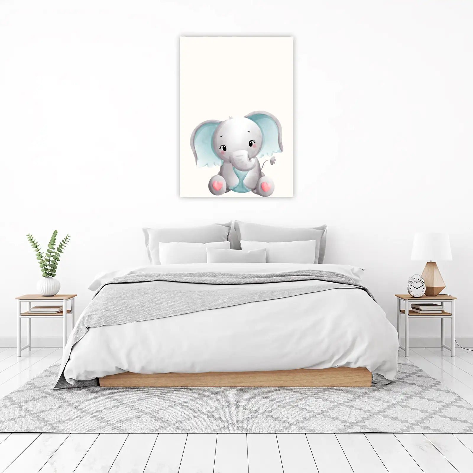 Adorable Baby Elephant Watercolor Wall Art