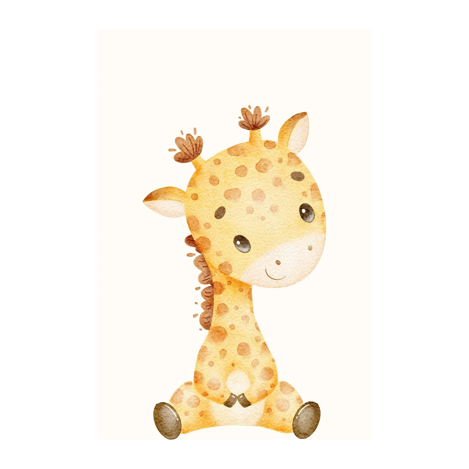 Cute Baby Giraffe Watercolor Nursery Wall Art