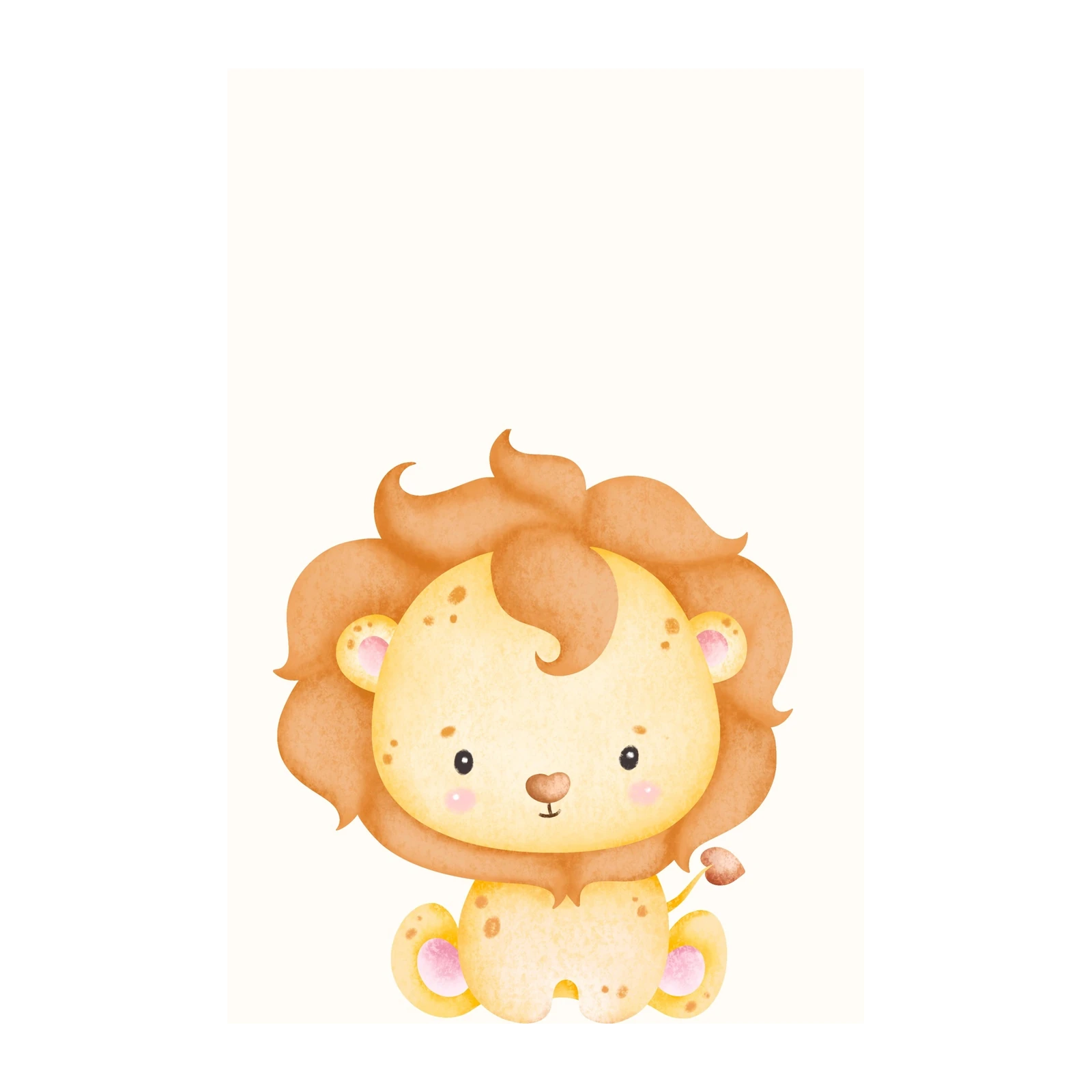 Adorable Lion Cub Watercolor Wall Art